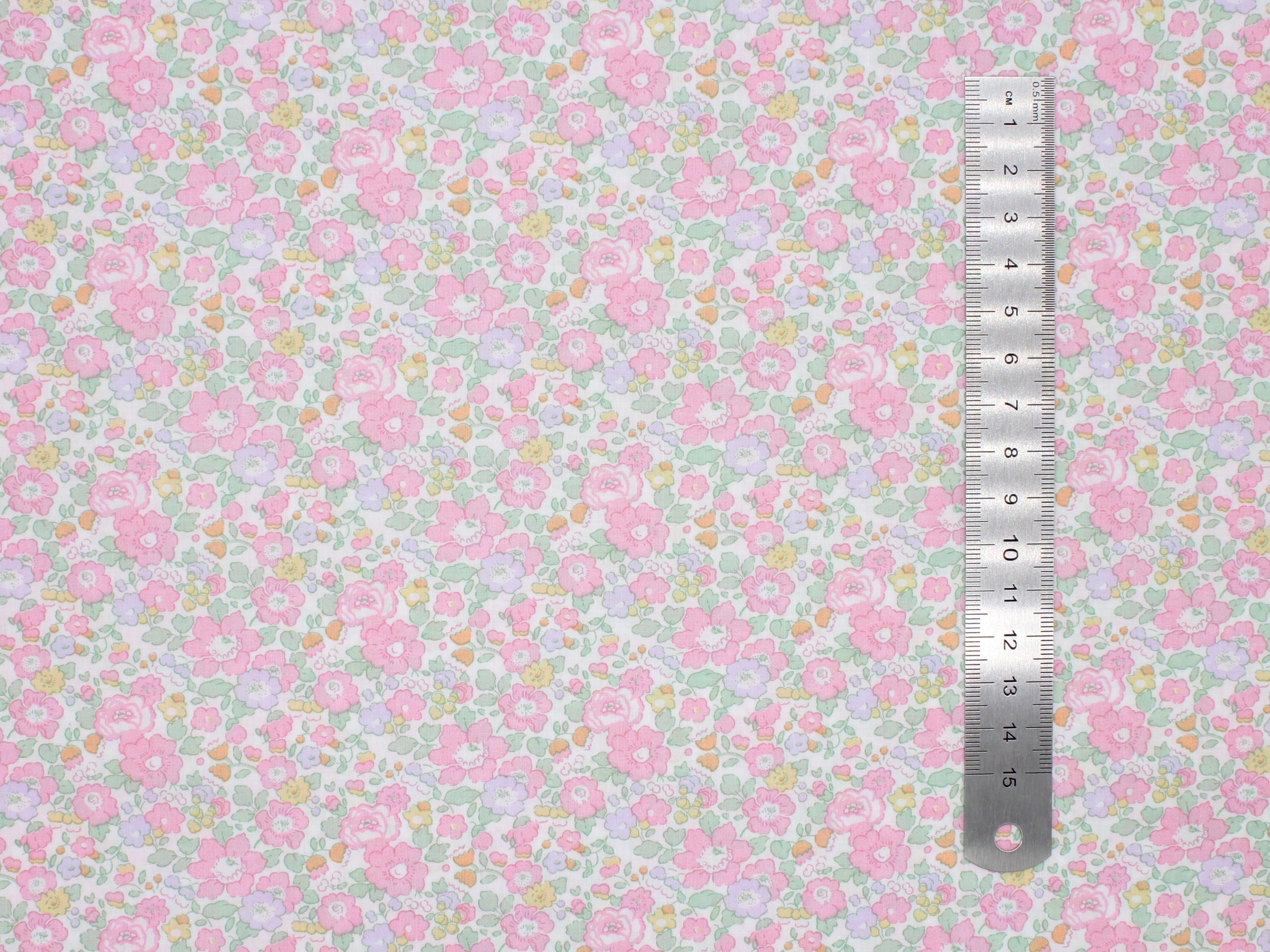 Liberty Fabrics - Betsy Ann H Tana Lawn™ Cotton - Floral fabric with pink and green flowers on a light background | Holme & Moss