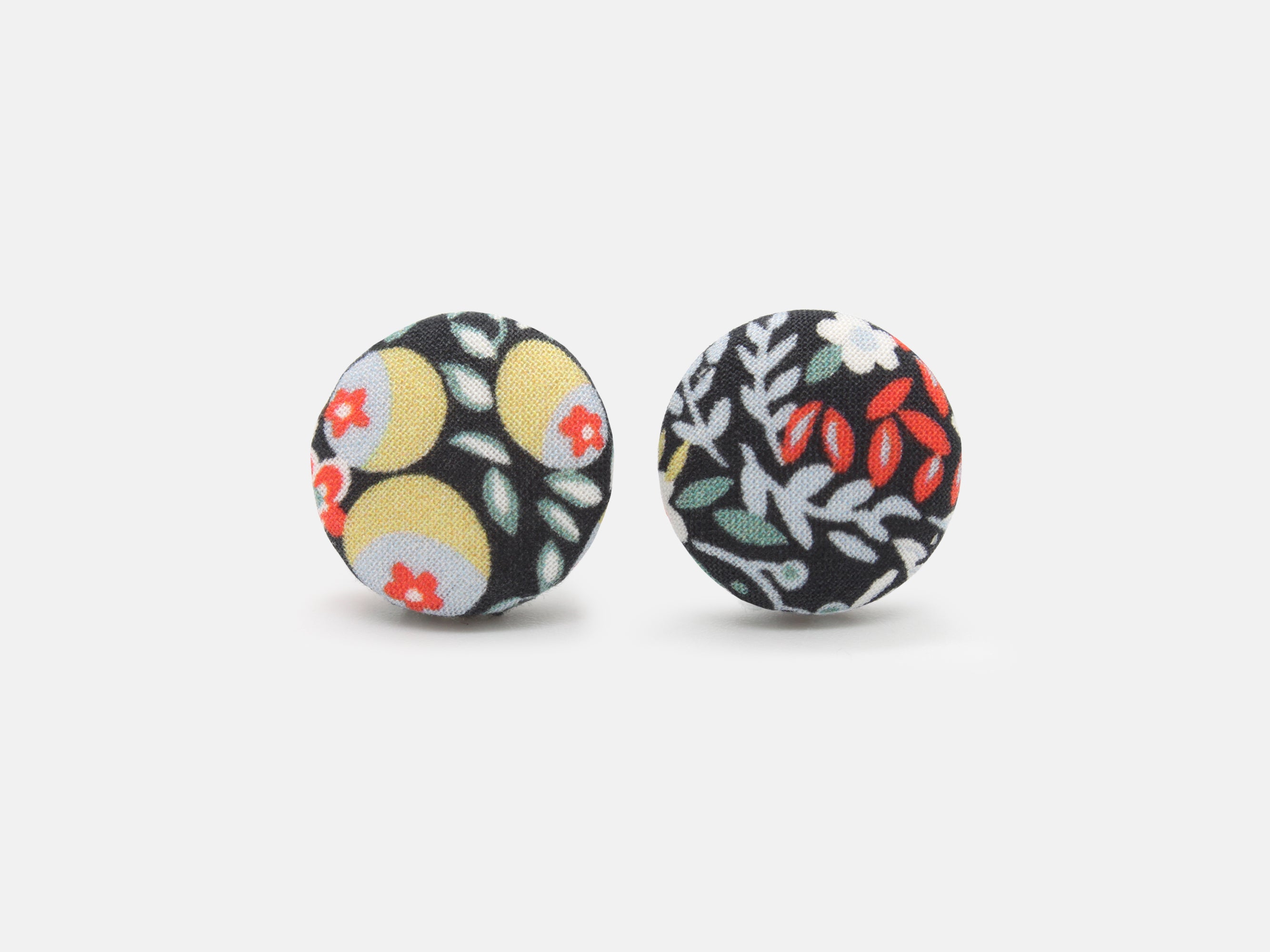 Bunny Bosworth Button Stud Earrings - Liberty London Elderberry A Print | Holme & Moss