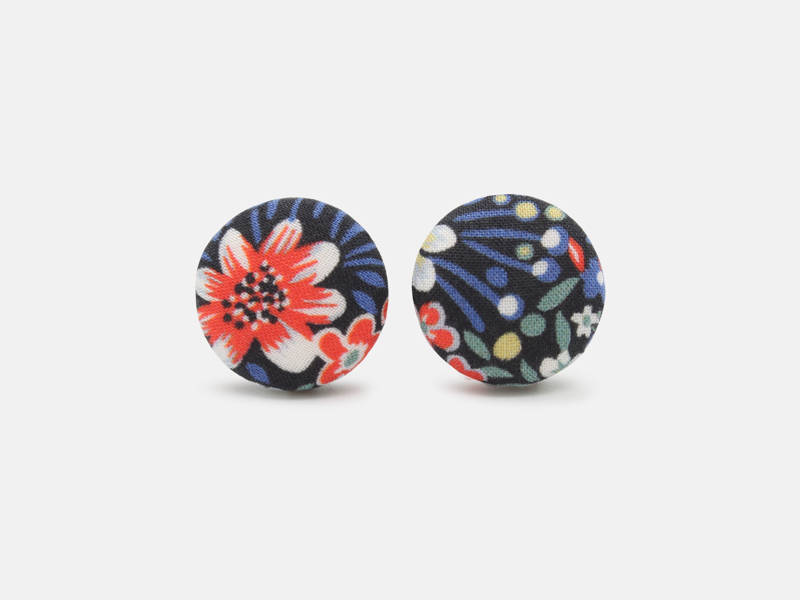 Bunny Bosworth Button Stud Earrings - Liberty London Elderberry A Print | Holme & Moss