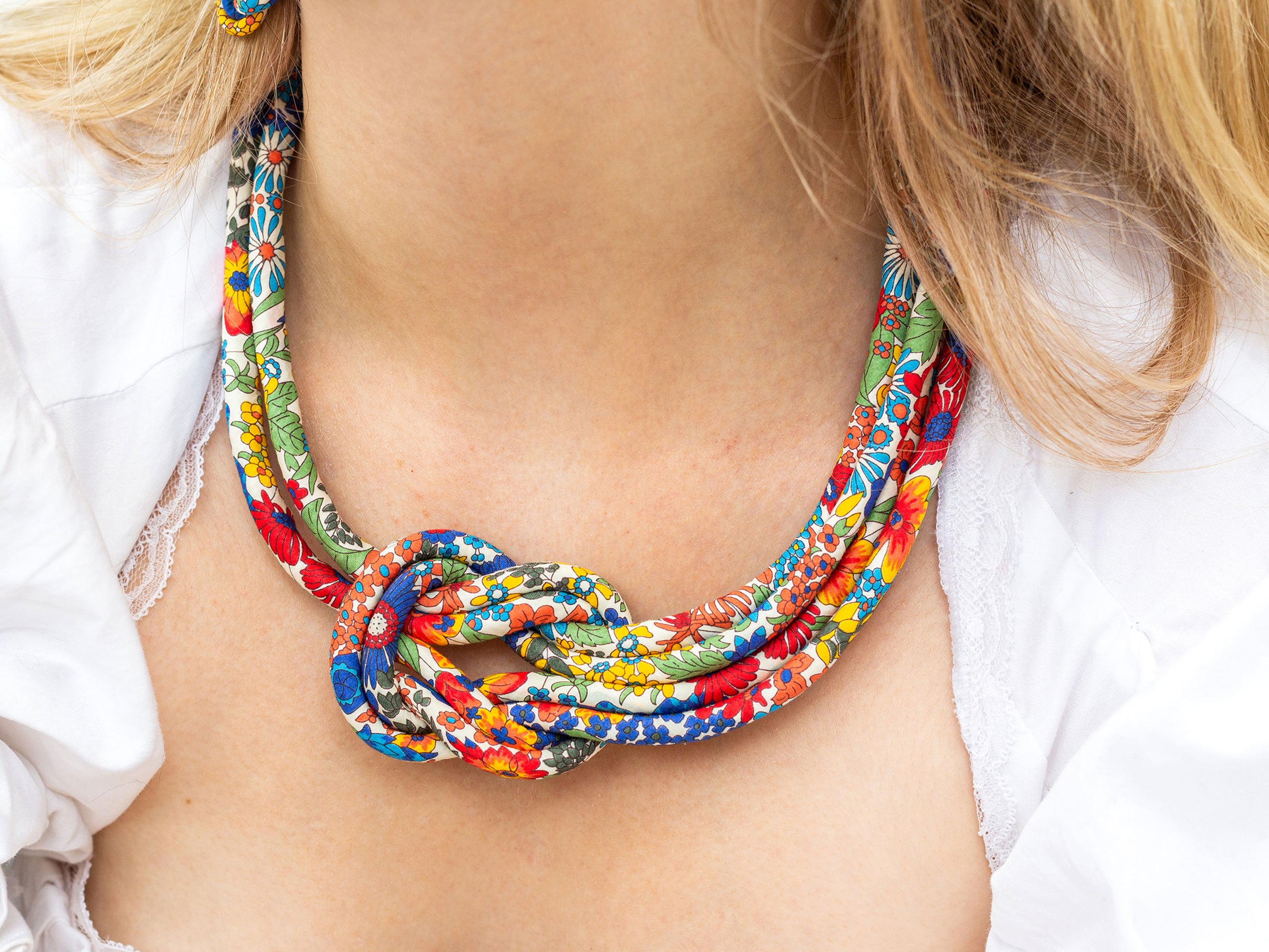 Bunny Bosworth Reef Knot Necklace on Model - Liberty London Print | Holme & Moss