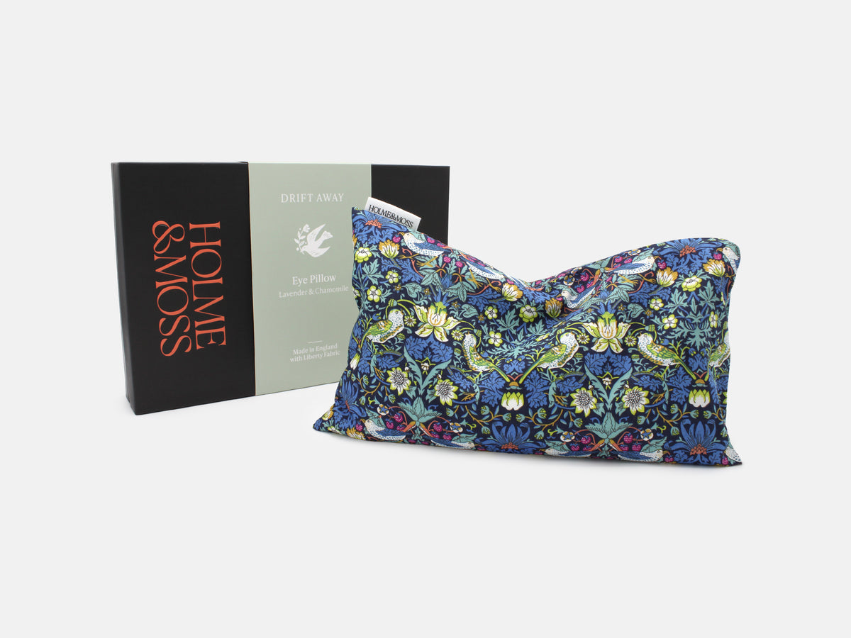 Lavender and Chamomile Scented Eye Pillow - Liberty Strawberry Thief J Print | Holme & Moss
