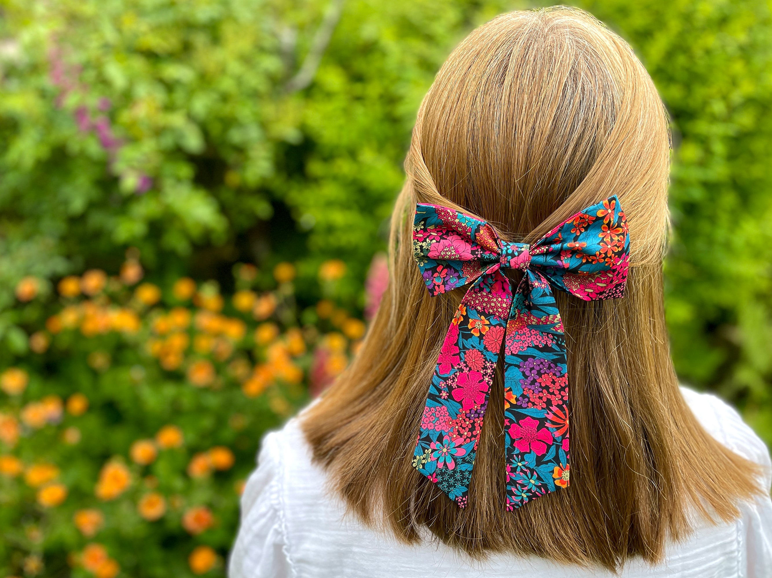 Large Bow Alligator Hair Clip, Liberty London Ciara C Print | Holme & Moss