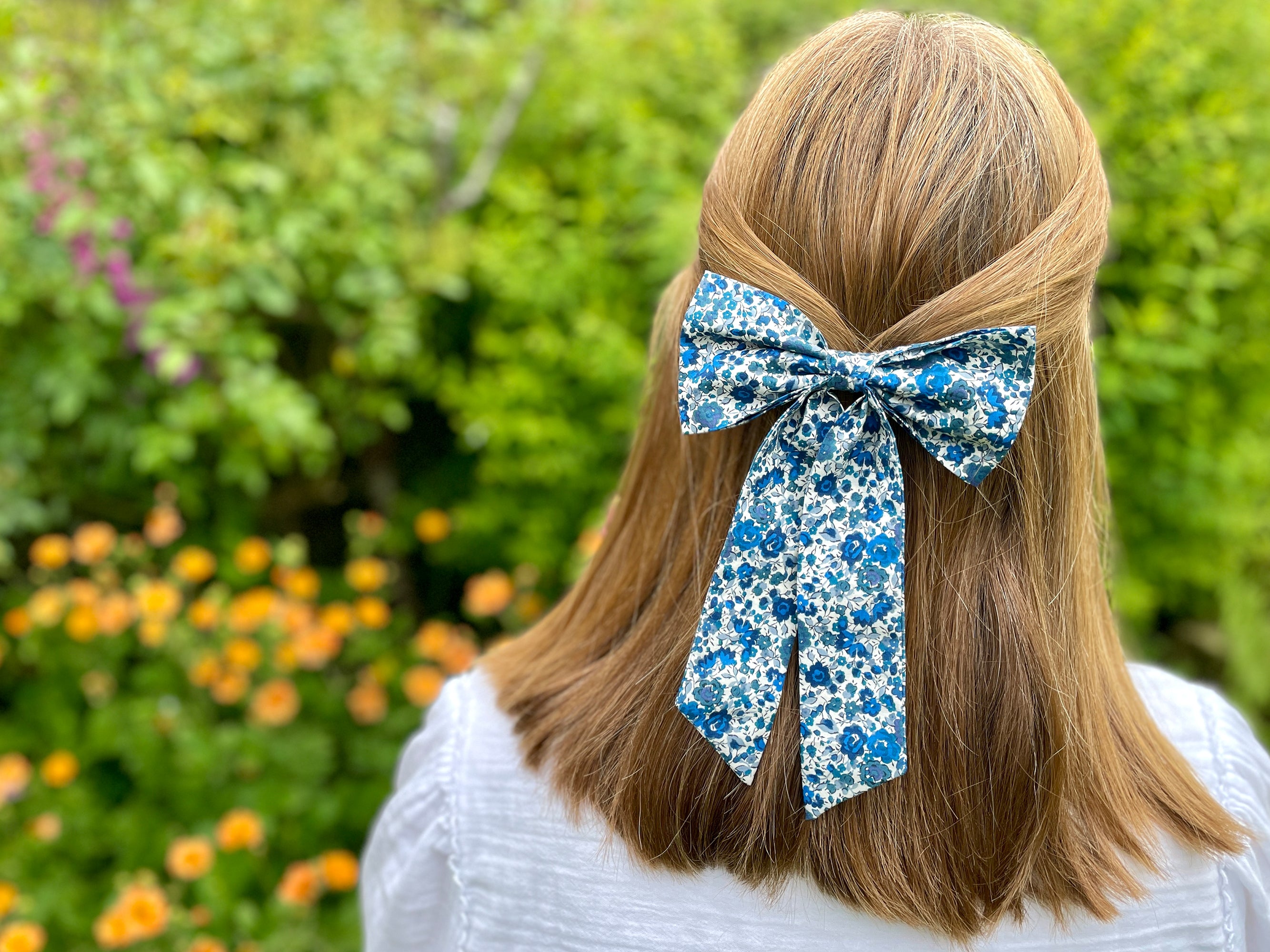 Large Bow Alligator Hair Clip, Liberty London Emma and Georgina B Print | Holme & Moss
