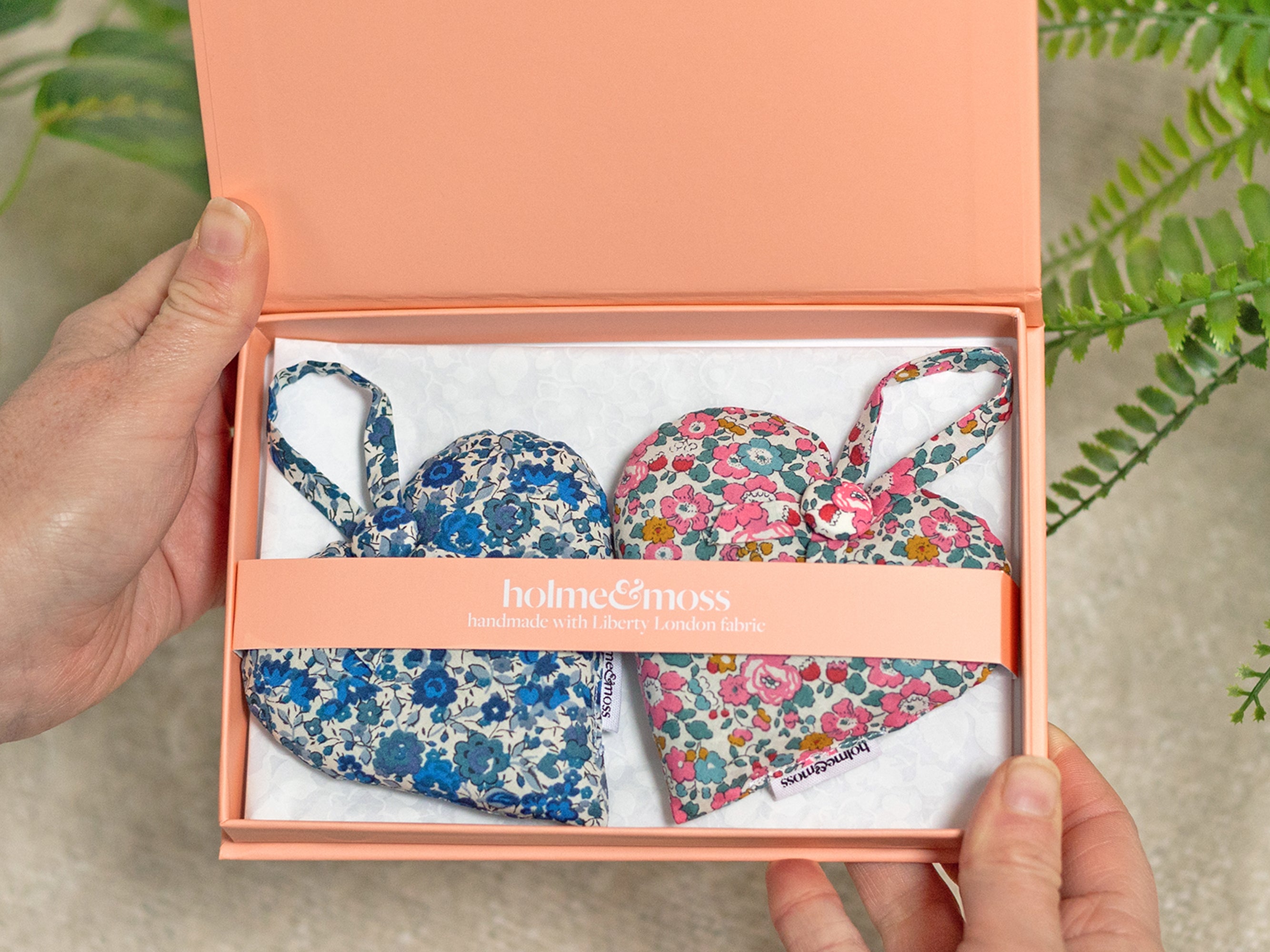 Liberty Print Lavender Heart Gift Box, Set of Two, Ditsy Florals Collection | Holme & Moss