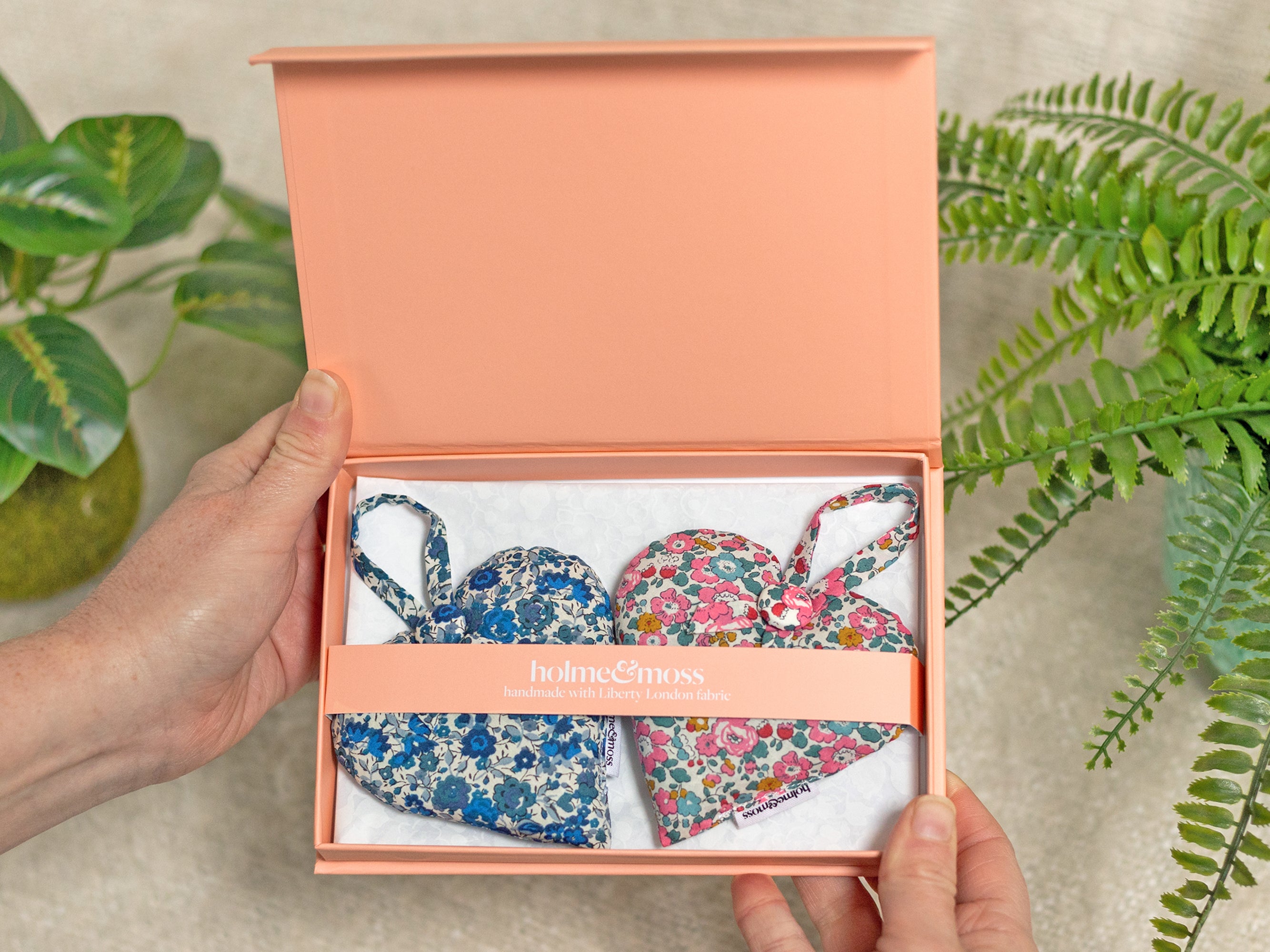 Liberty Print Lavender Heart Gift Box, Set of Two, Ditsy Florals Collection | Holme & Moss