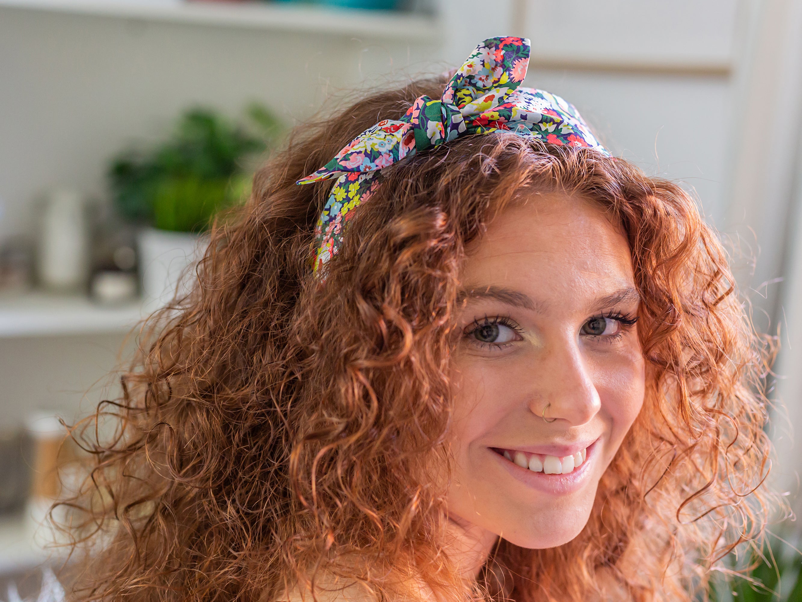 Side Bow Headband, Liberty London Thorpe C Print | Holme & Moss