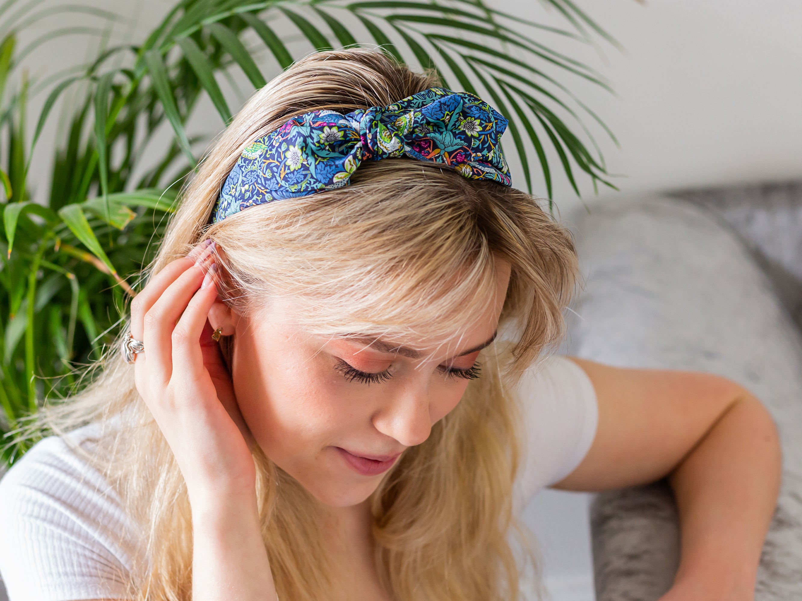 Side Bow Headband, Liberty London Strawberry Thief J Print | Holme & Moss