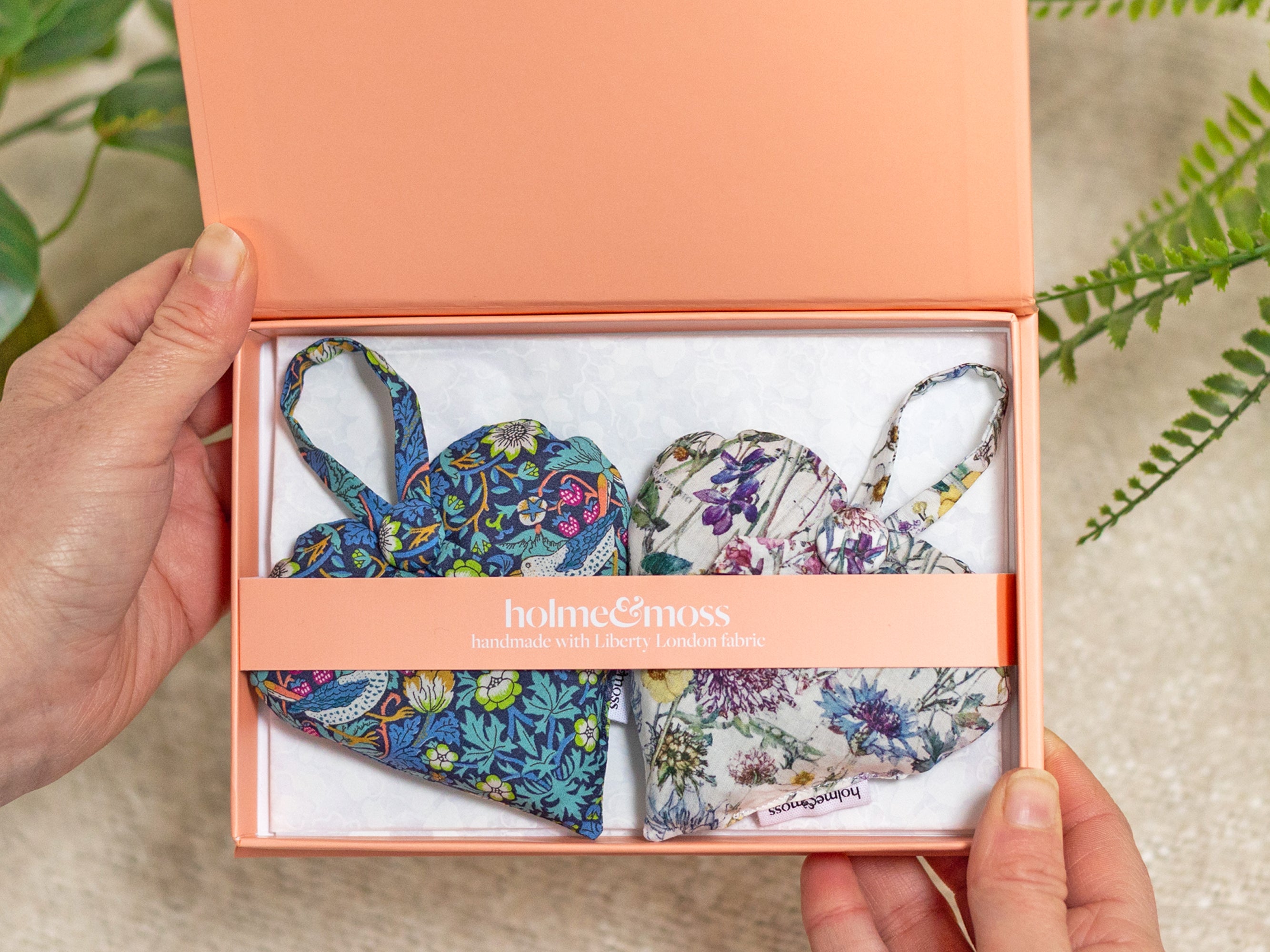 Liberty Print Lavender Heart Gift Box, Set of Two, Strawberry Fields Collection | Holme & Moss