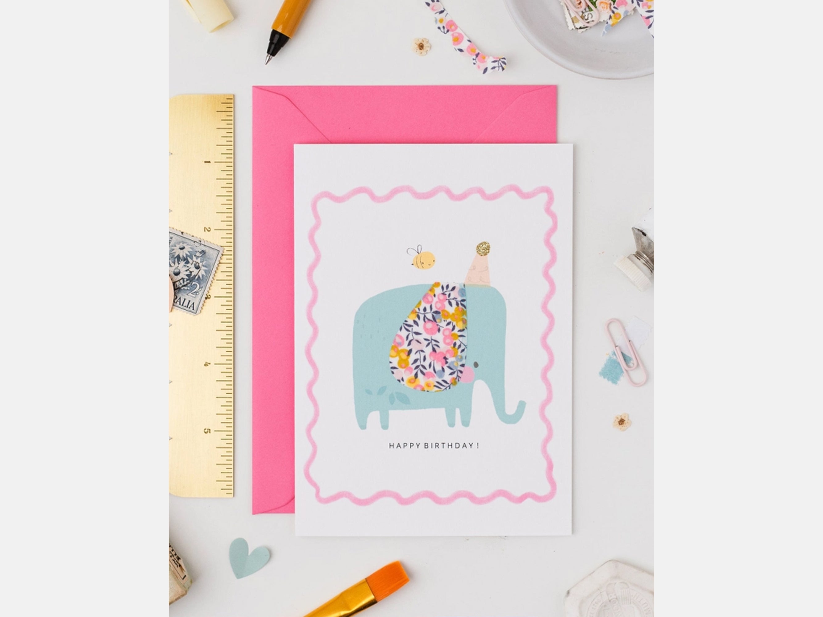 Elephant Birthday Card - Liberty Wiltshire Bud Print | The Charming Press | Holme & Moss