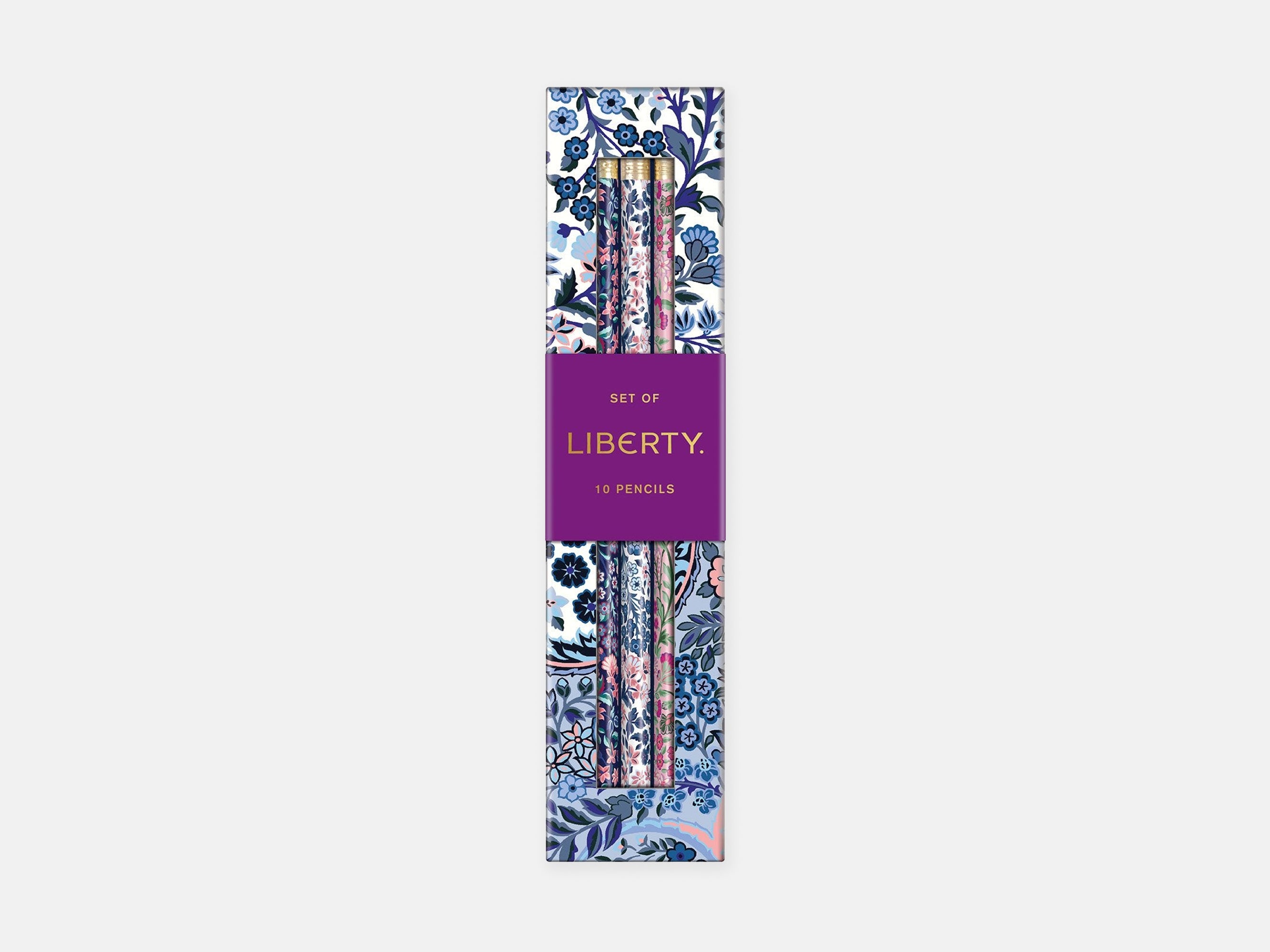 A set of Liberty Tanjore Gardens pencils with floral patterns, packaged in a box with a Liberty label | Liberty Tanjore Gardens Pencil Set | Holme & Moss