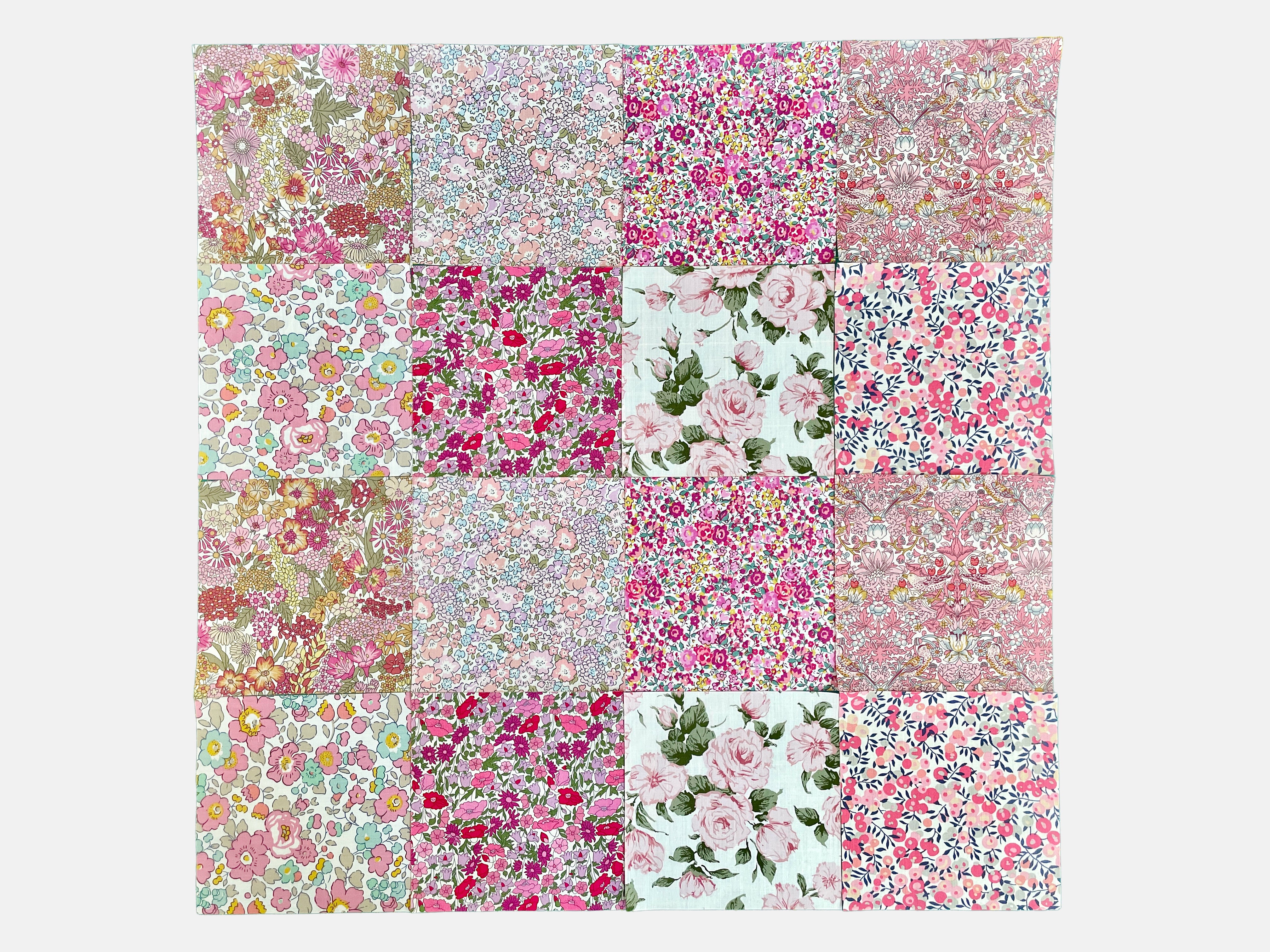 Liberty Fabrics Tana Lawn™ Cotton 5" Pink Charm Squares, Pack of 16 - Holme & Moss