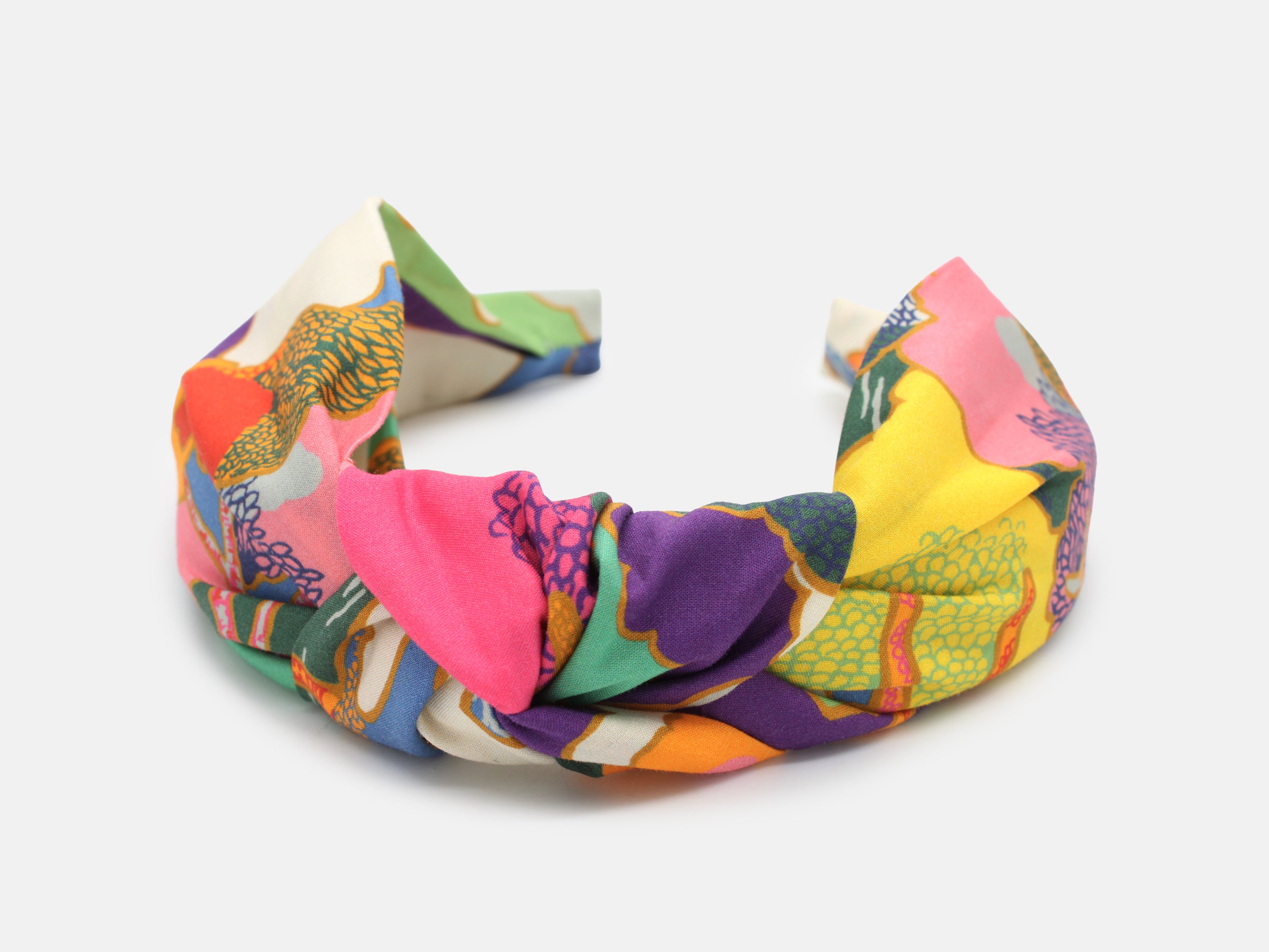 Colourful patterned headband on a white background | Classic Knot Headband - Liberty Prospect Road A Print | Holme & Moss