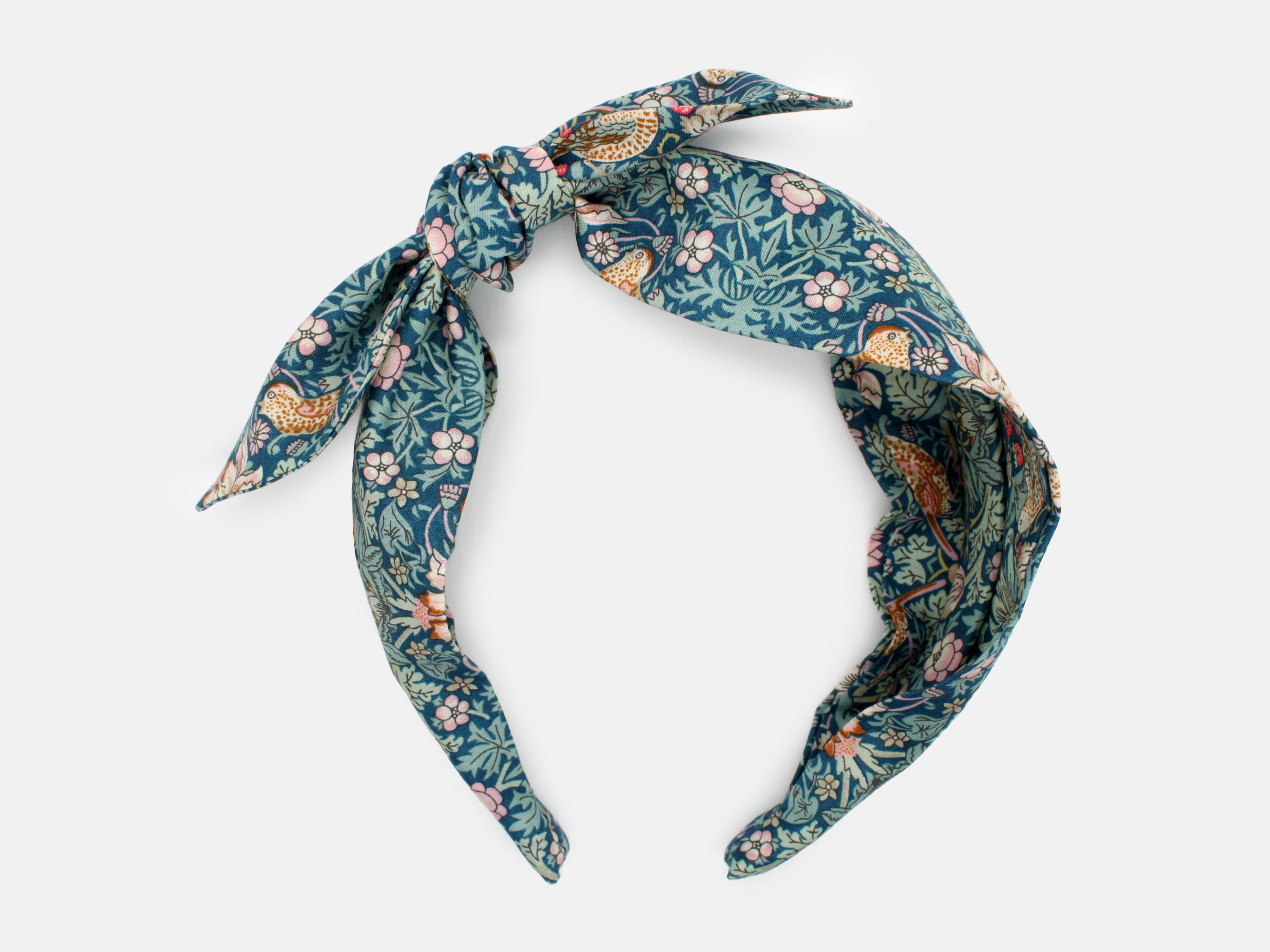 Side Bow Headband, Liberty London Strawberry Thief P Print | Holme & Moss