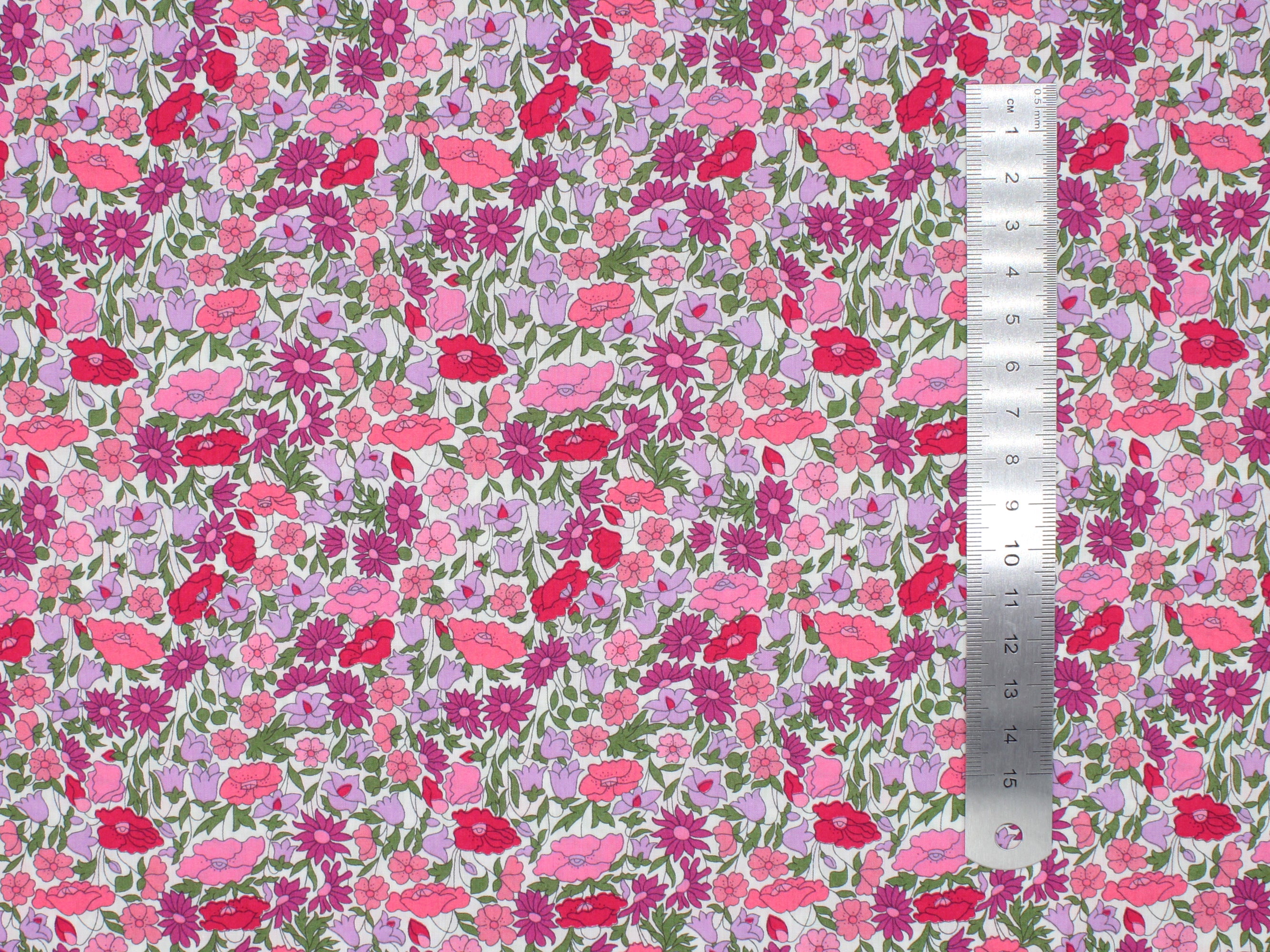 Poppy Forest C Liberty Fabrics Tana Lawn Cotton Print | Pink, Purple and Green Floral Print | Holme & Moss Fabric Shop