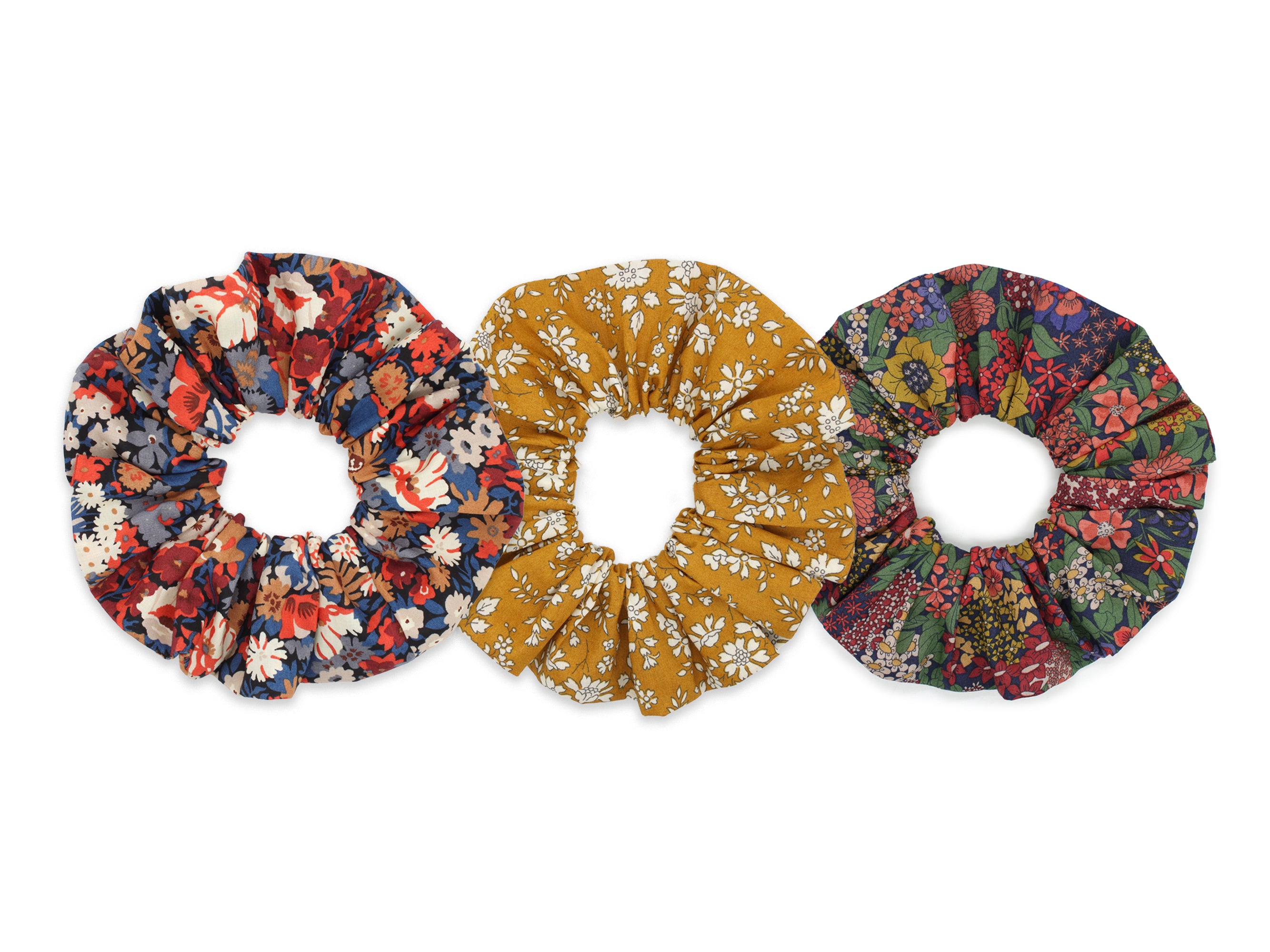 Scrunchie Gift Box - Set of Three, Liberty Fabrics Golden Blooms Collection | Holme & Moss