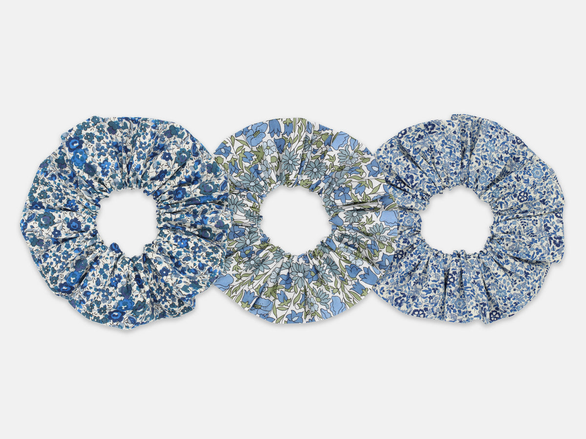 Scrunchie Gift Box - Set of Three, Liberty Fabrics Shades of Blue Collection | Holme & Moss