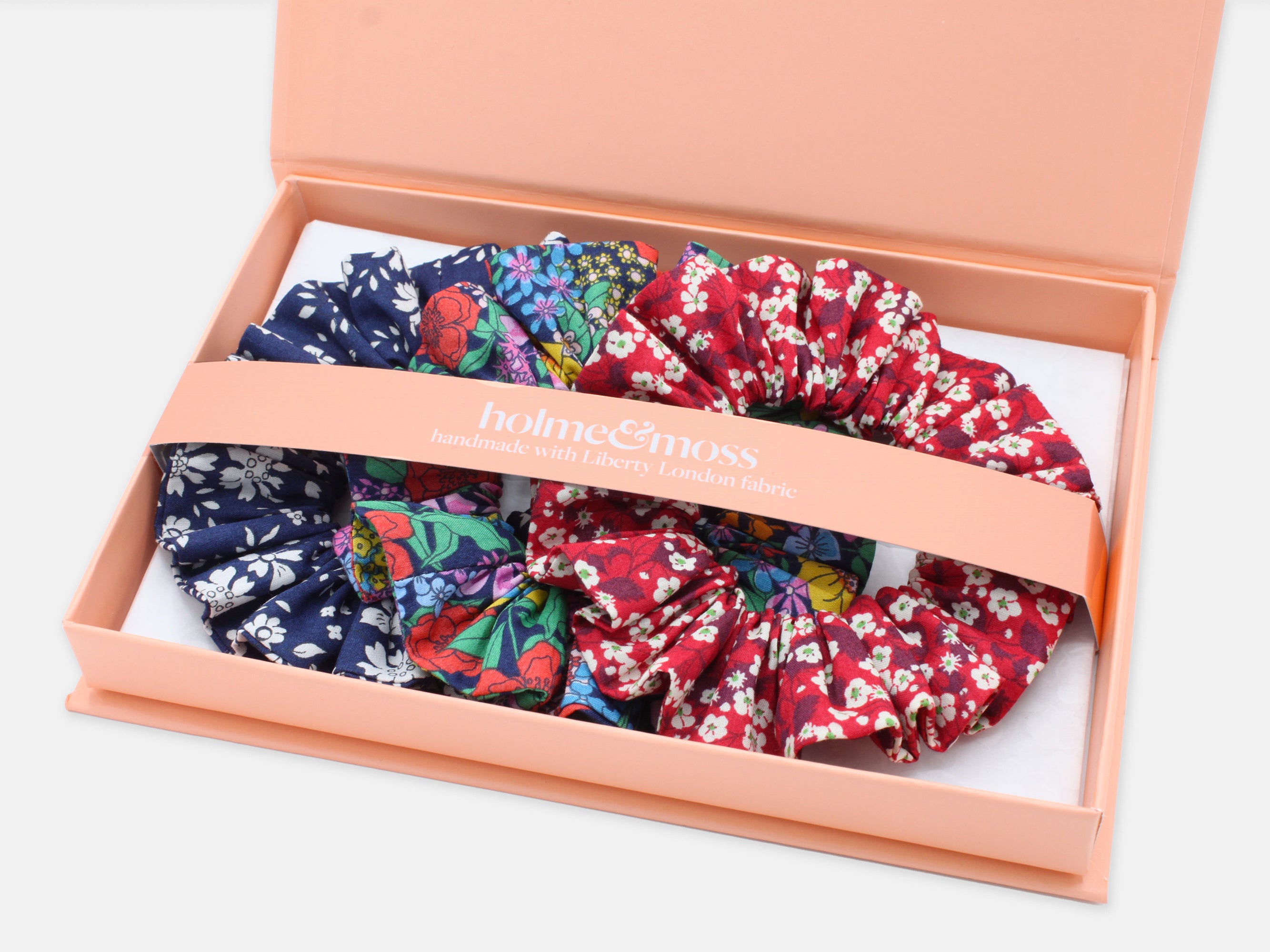 Liberty London Print Scrunchie Gift Box, Set of 3, Summer Brights Collection, Medium | Holme & Moss