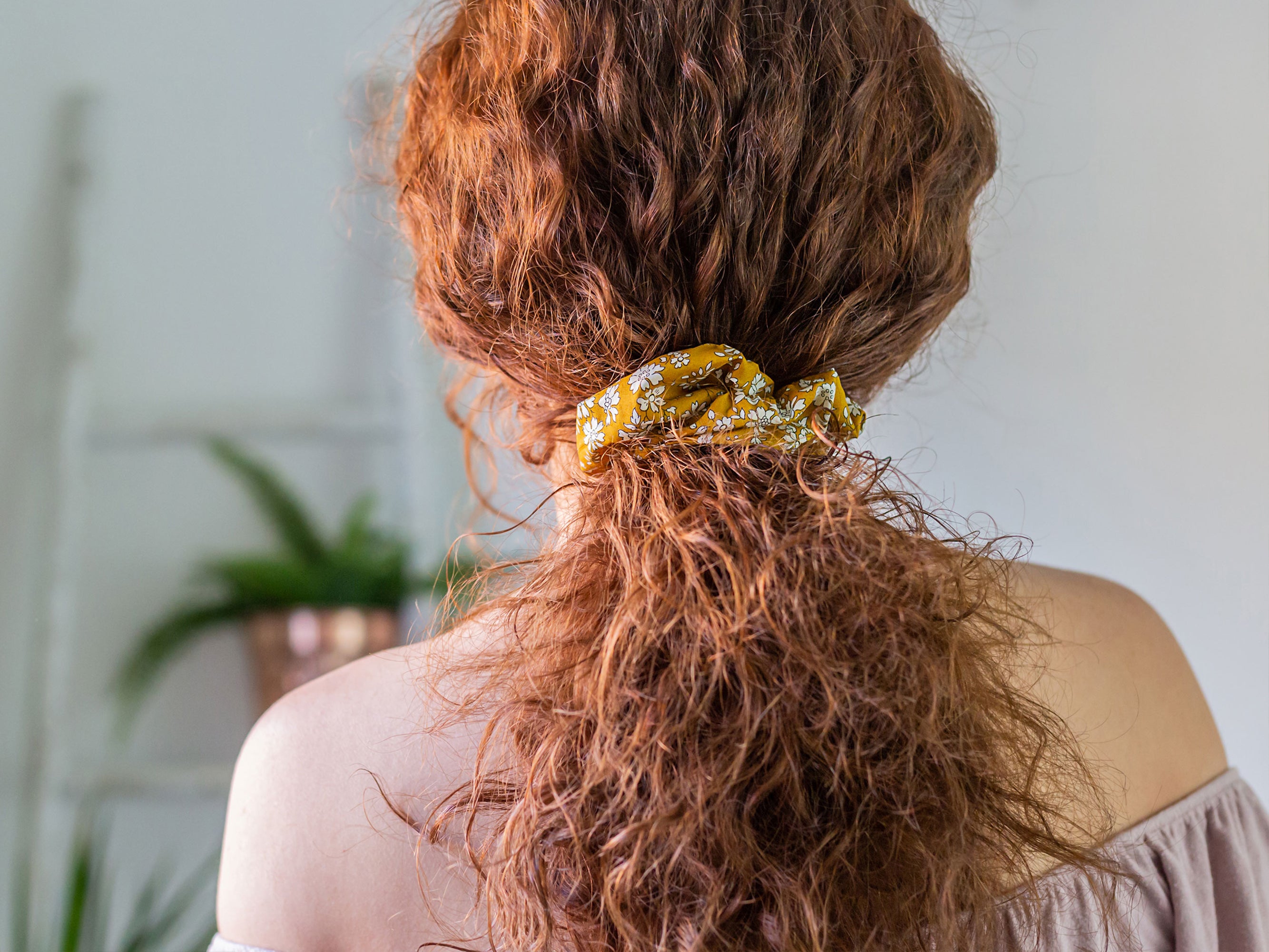Liberty London Print Scrunchie on Model | Holme & Moss