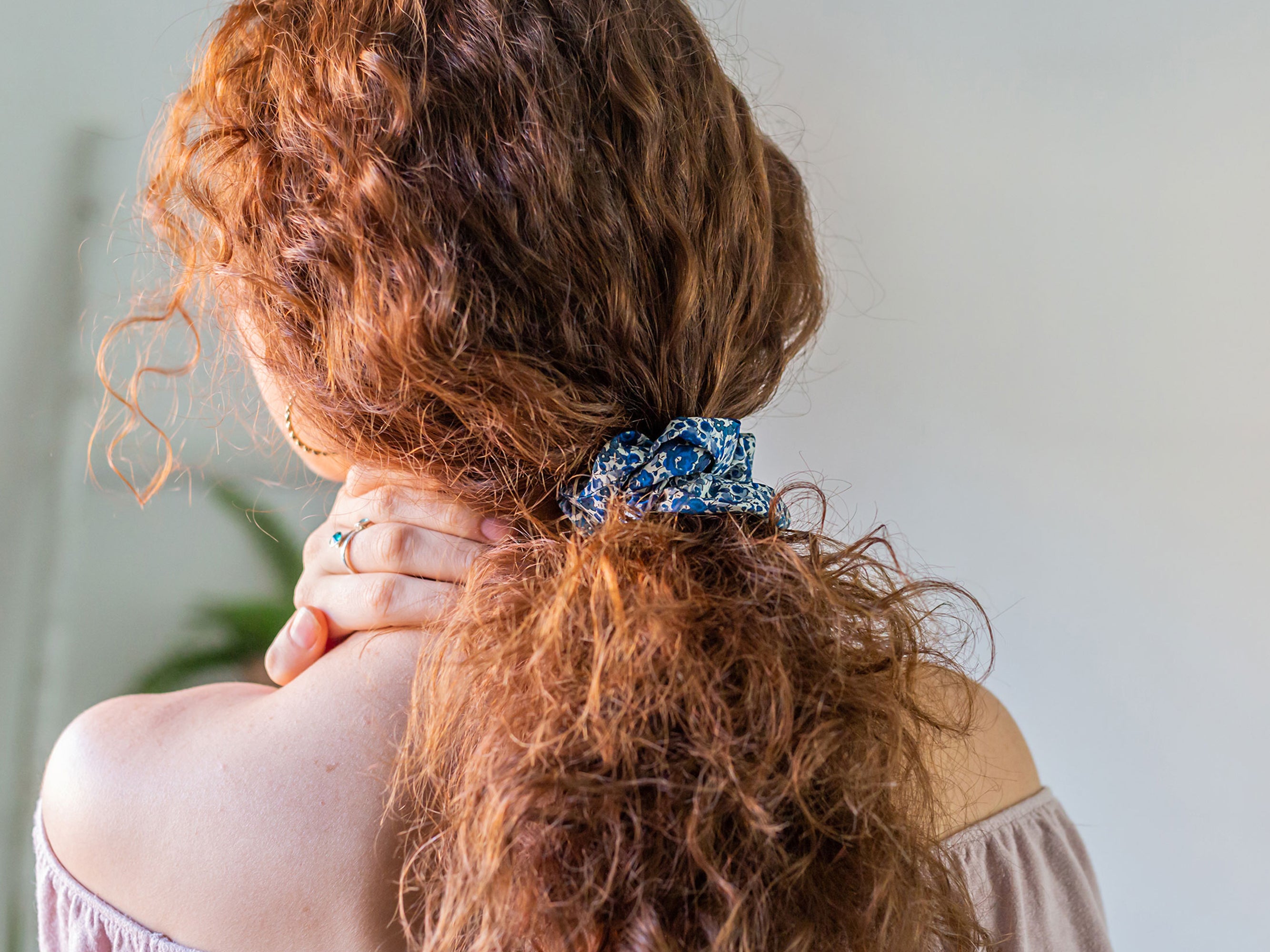 Liberty London Print Scrunchie on Model | Holme & Moss