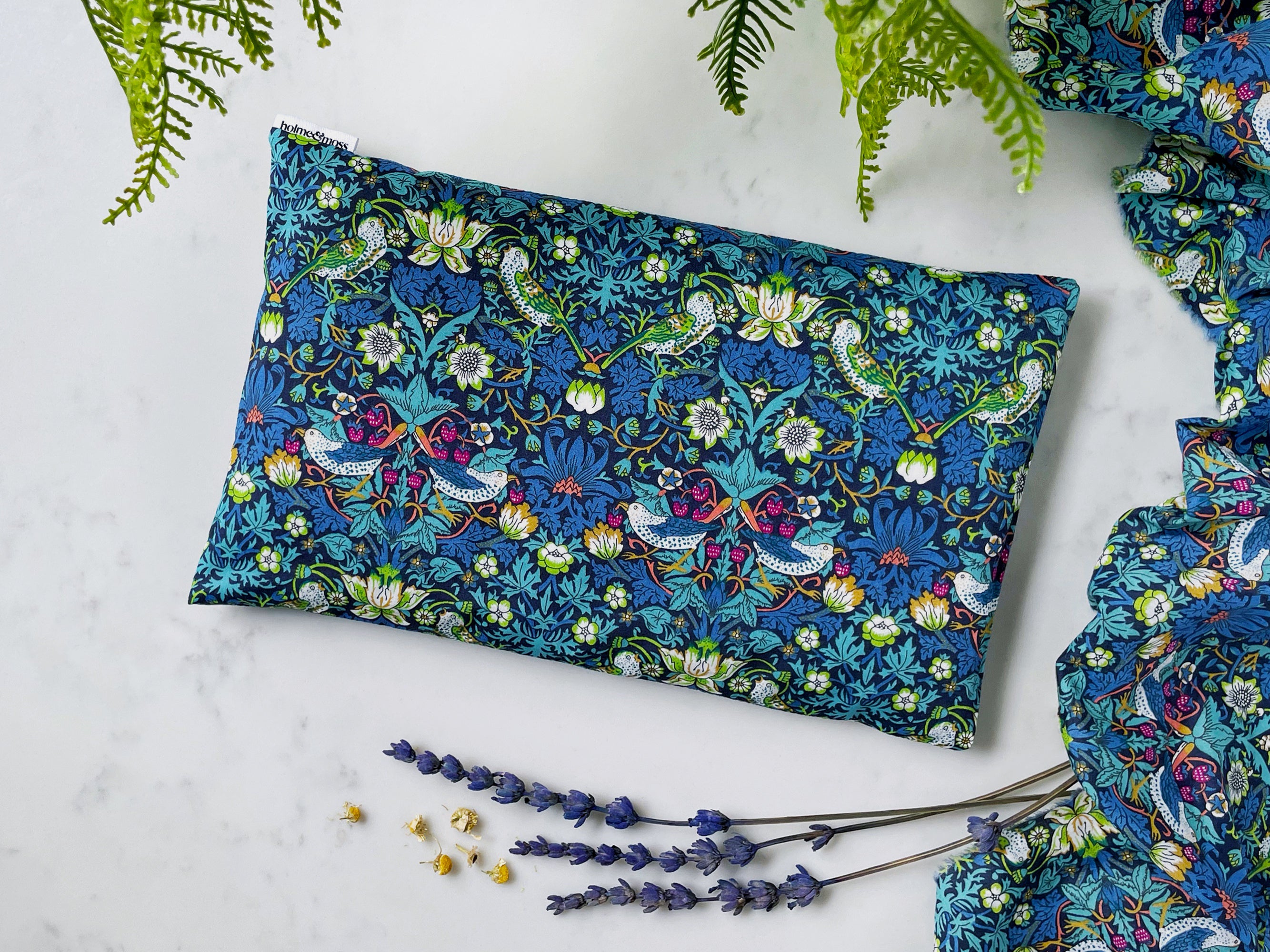 Lavender and Chamomile Scented Eye Pillow - Liberty Strawberry Thief J Print | Holme & Moss