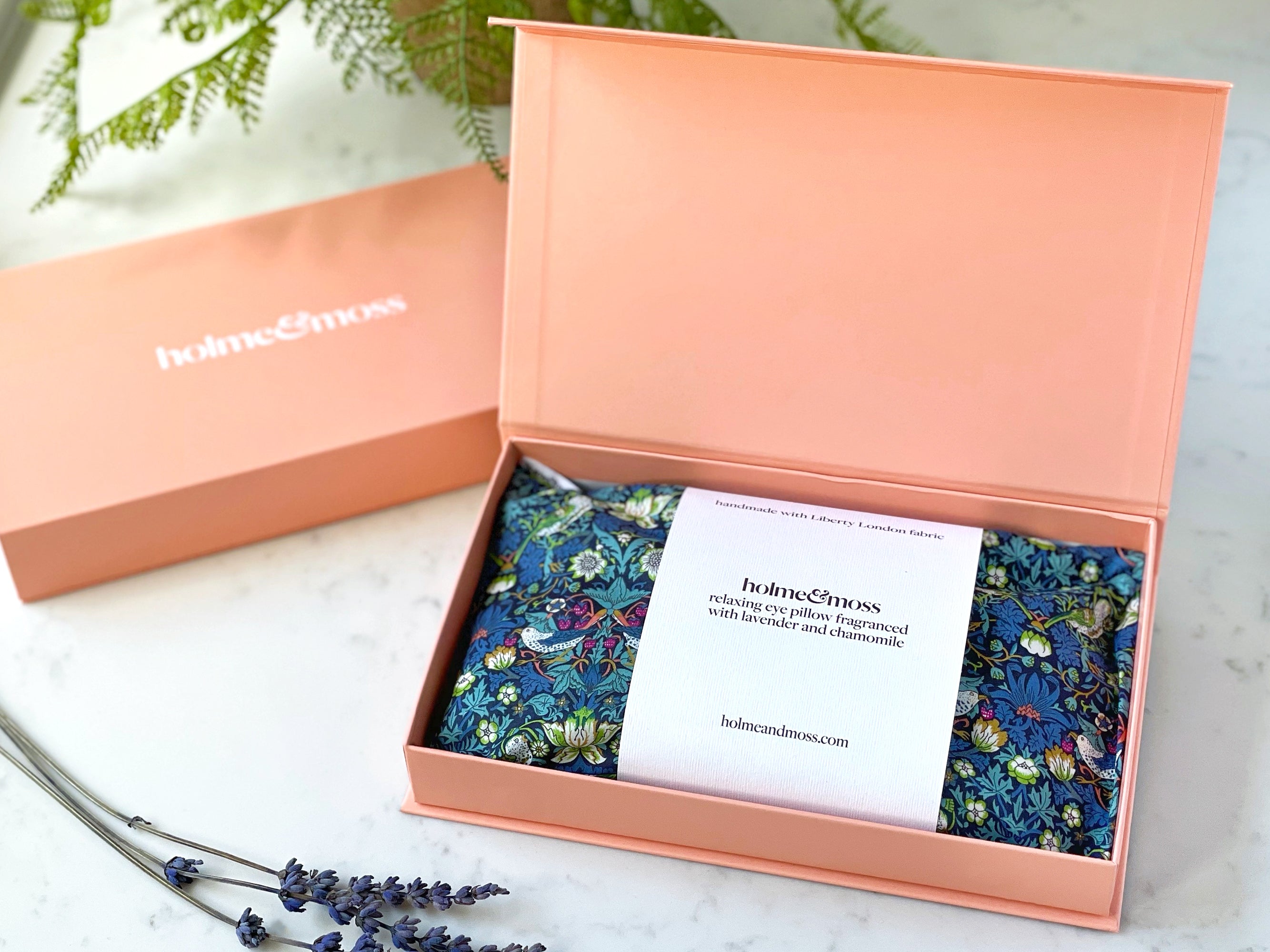 Lavender and Chamomile Scented Eye Pillow - Liberty Strawberry Thief J Print | Holme & Moss