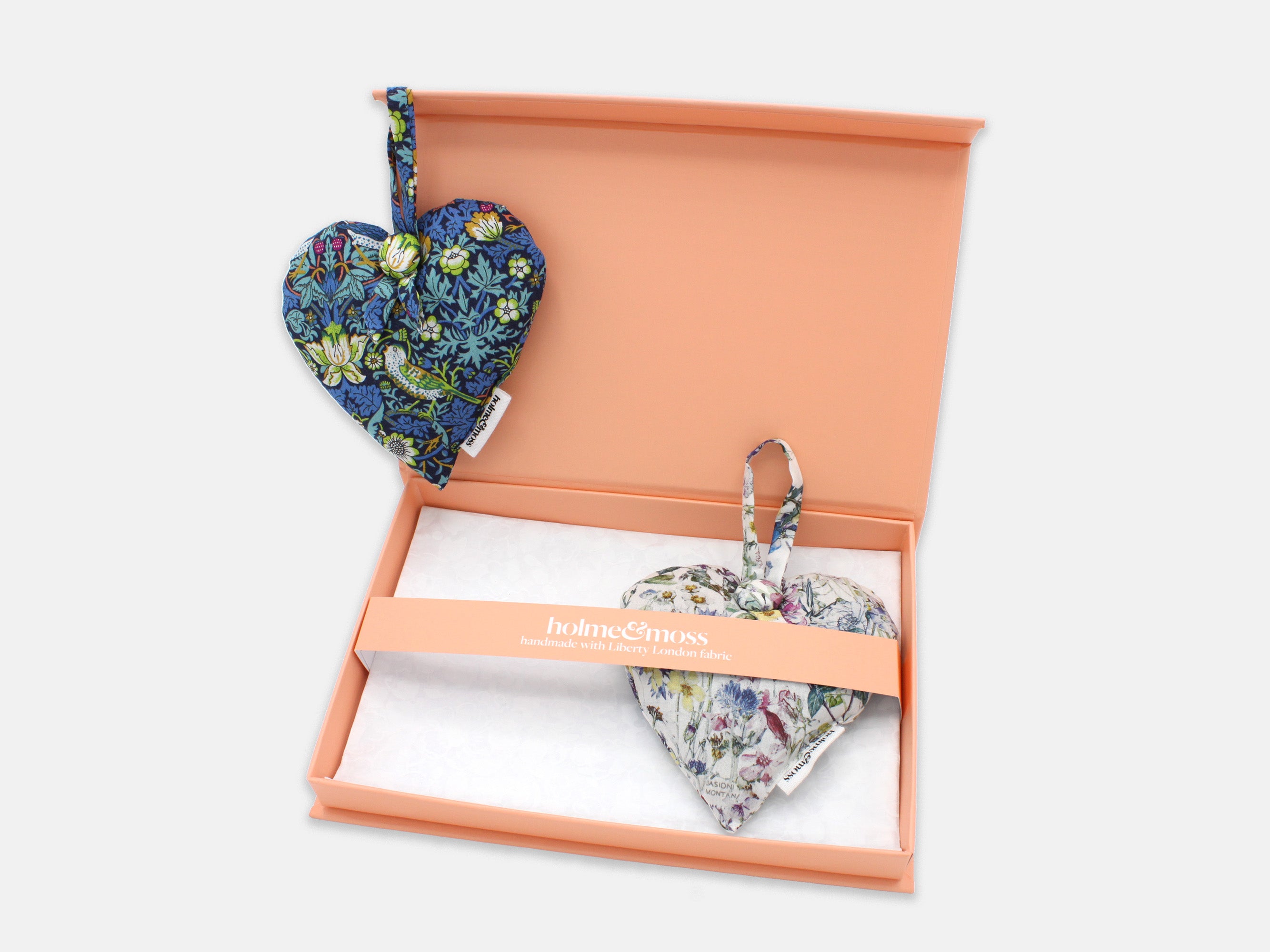 Liberty Print Lavender Heart Gift Box, Set of Two, Strawberry Fields Collection | Holme & Moss