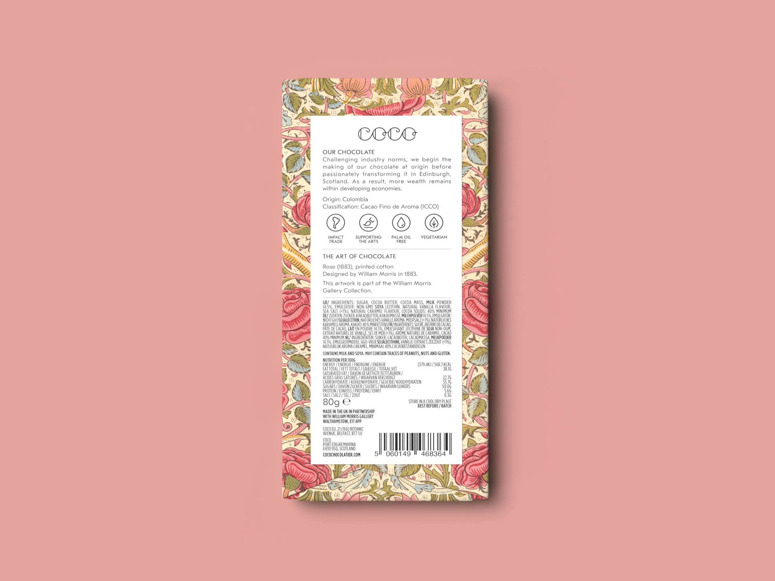 COCO Chocolatier Salted Caramel Milk Chocolate William Morris Limited Edition | Holme & Moss