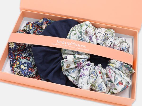 Liberty London Print Scrunchie Gift Box, Set of 3, Country Garden Collection, Large | Holme & Moss