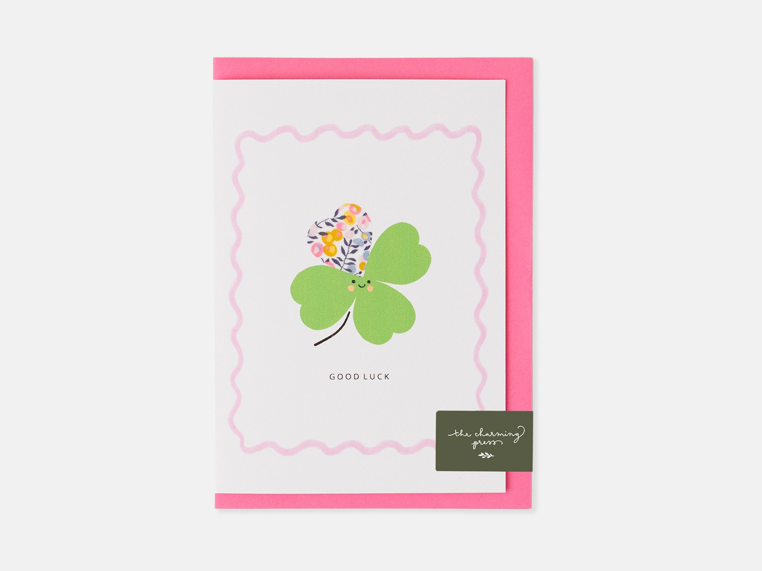 Four Leaf Clover Good Luck Card - Liberty Wiltshire Bud Print | The Charming Press | Holme & Moss