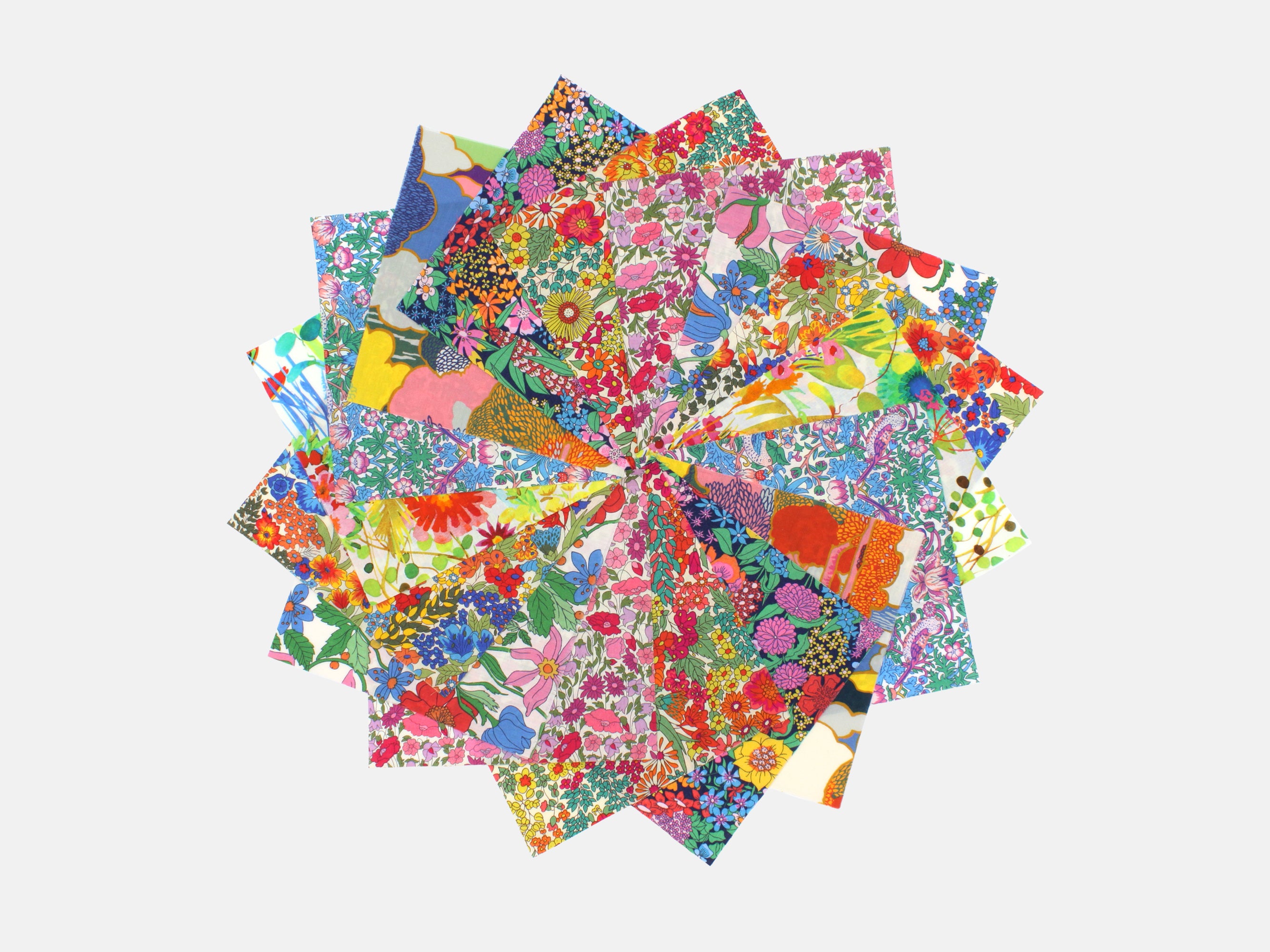 Liberty Fabrics Tana Lawn™ Cotton 5" Brights Charm Squares, Pack of 16 | Holme & Moss