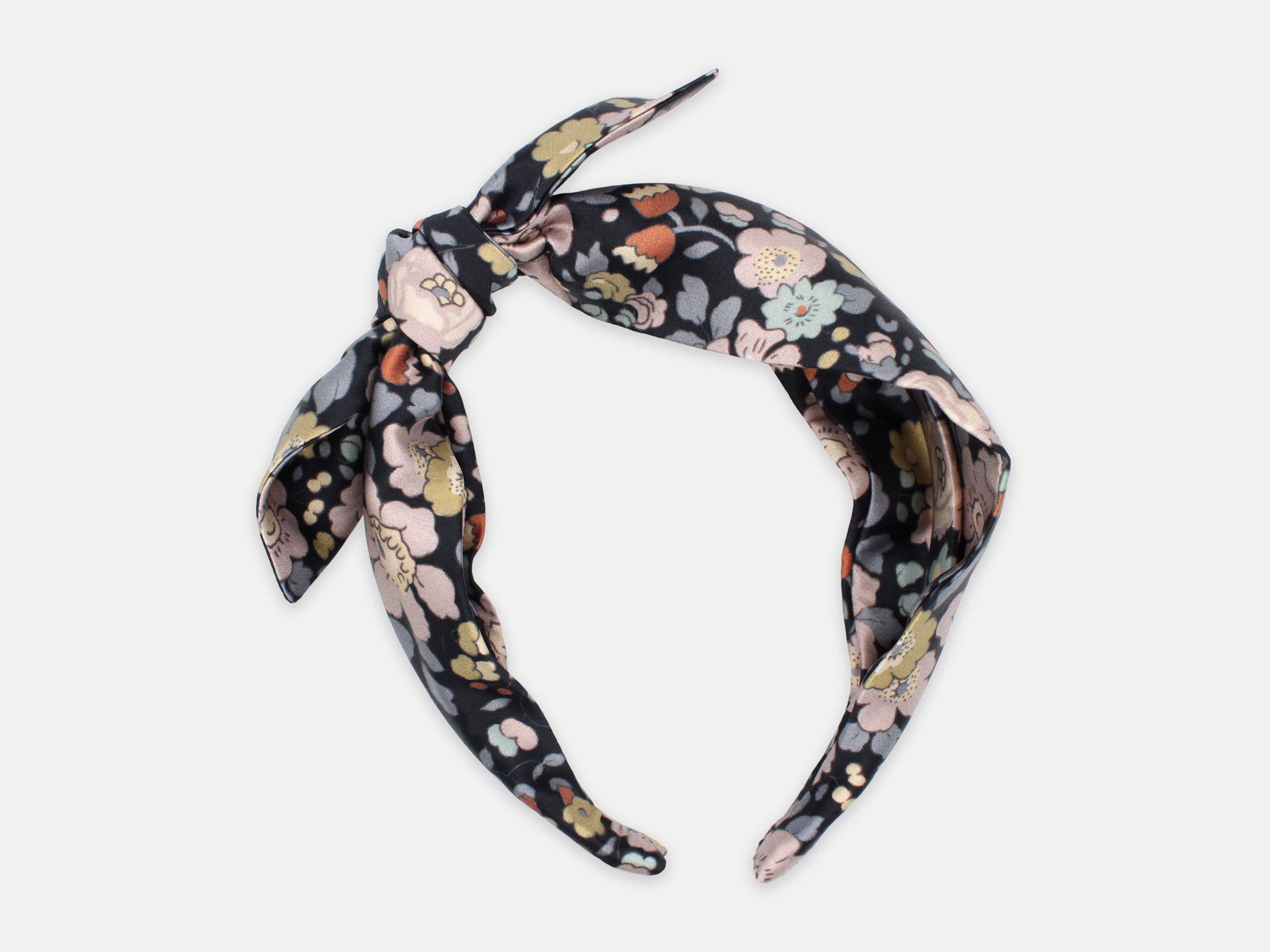 Side Bow Headband, Liberty London Silk Satin Betsy Field Print | Holme & Moss