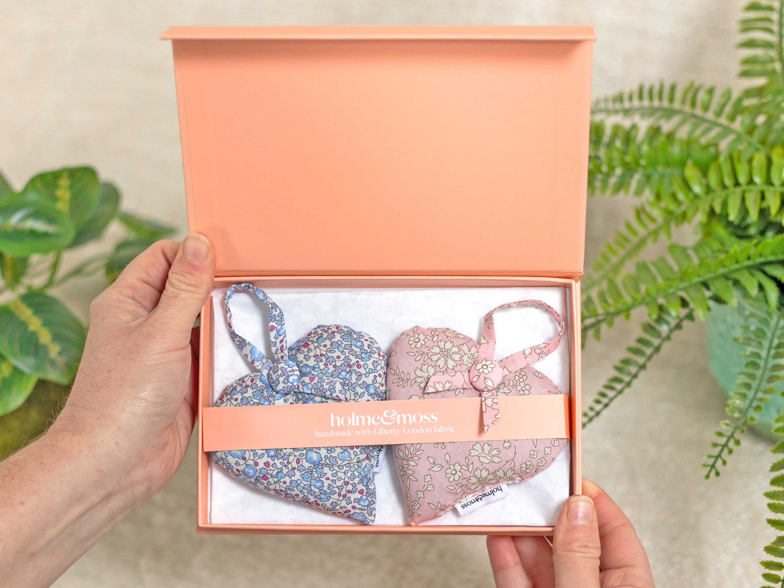 Liberty Print Lavender Heart Gift Box, Set of Two, Dolly Mixtures Collection | Holme & Moss