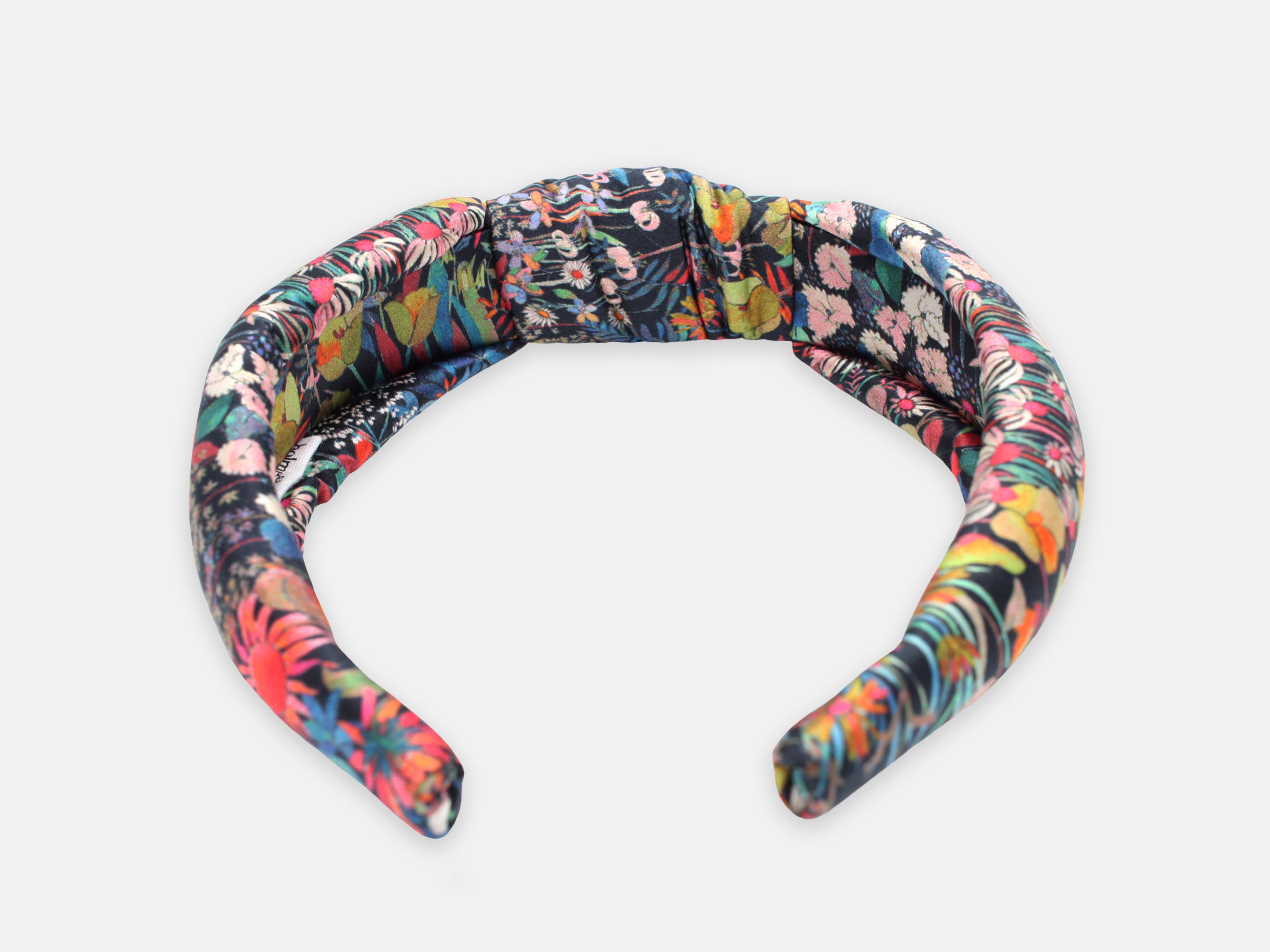 Padded Knot Headband, Liberty London Silk Satin Faria Flowers Print | Holme & Moss