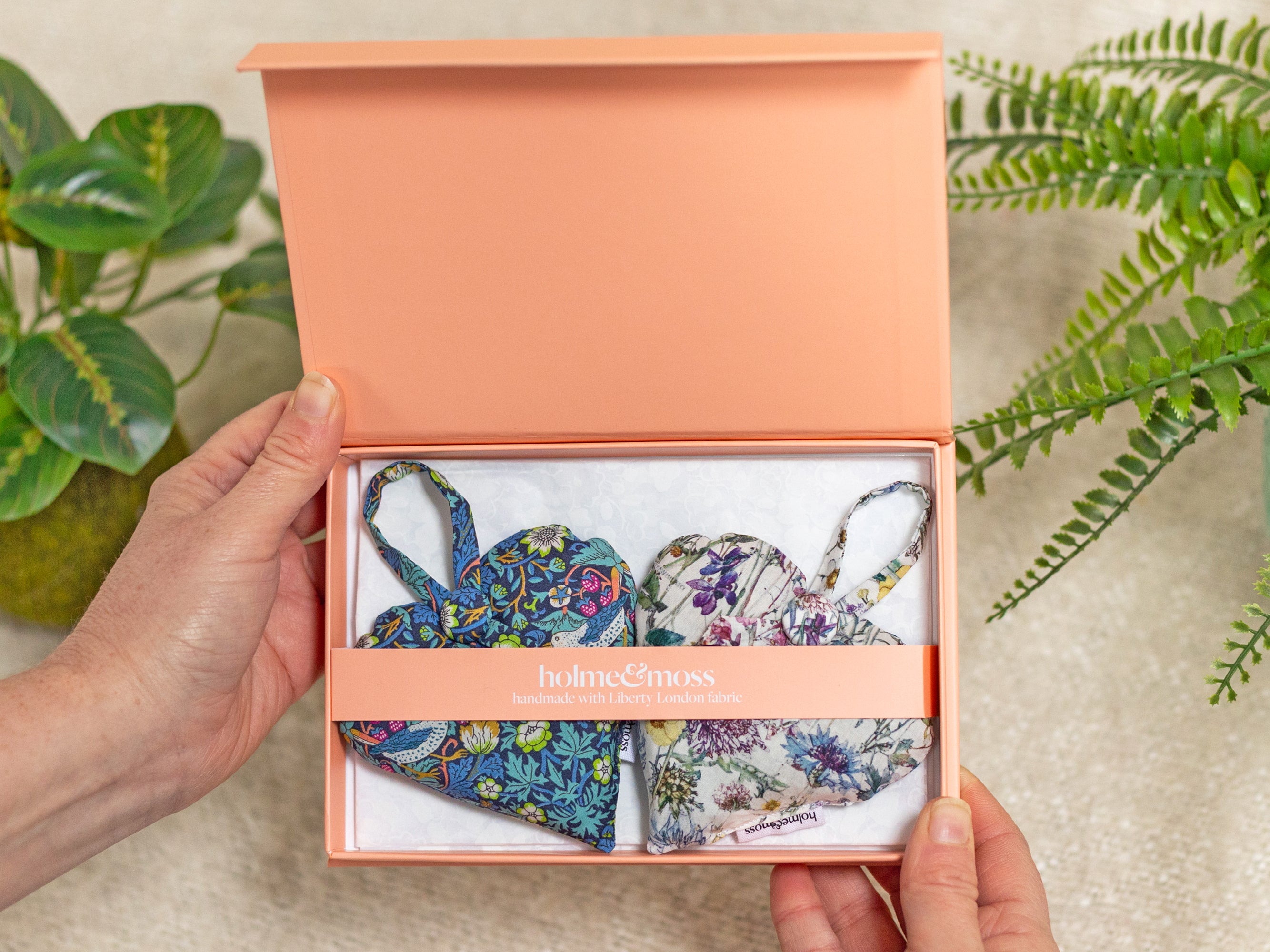 Liberty Print Lavender Heart Gift Box, Set of Two, Strawberry Fields Collection | Holme & Moss