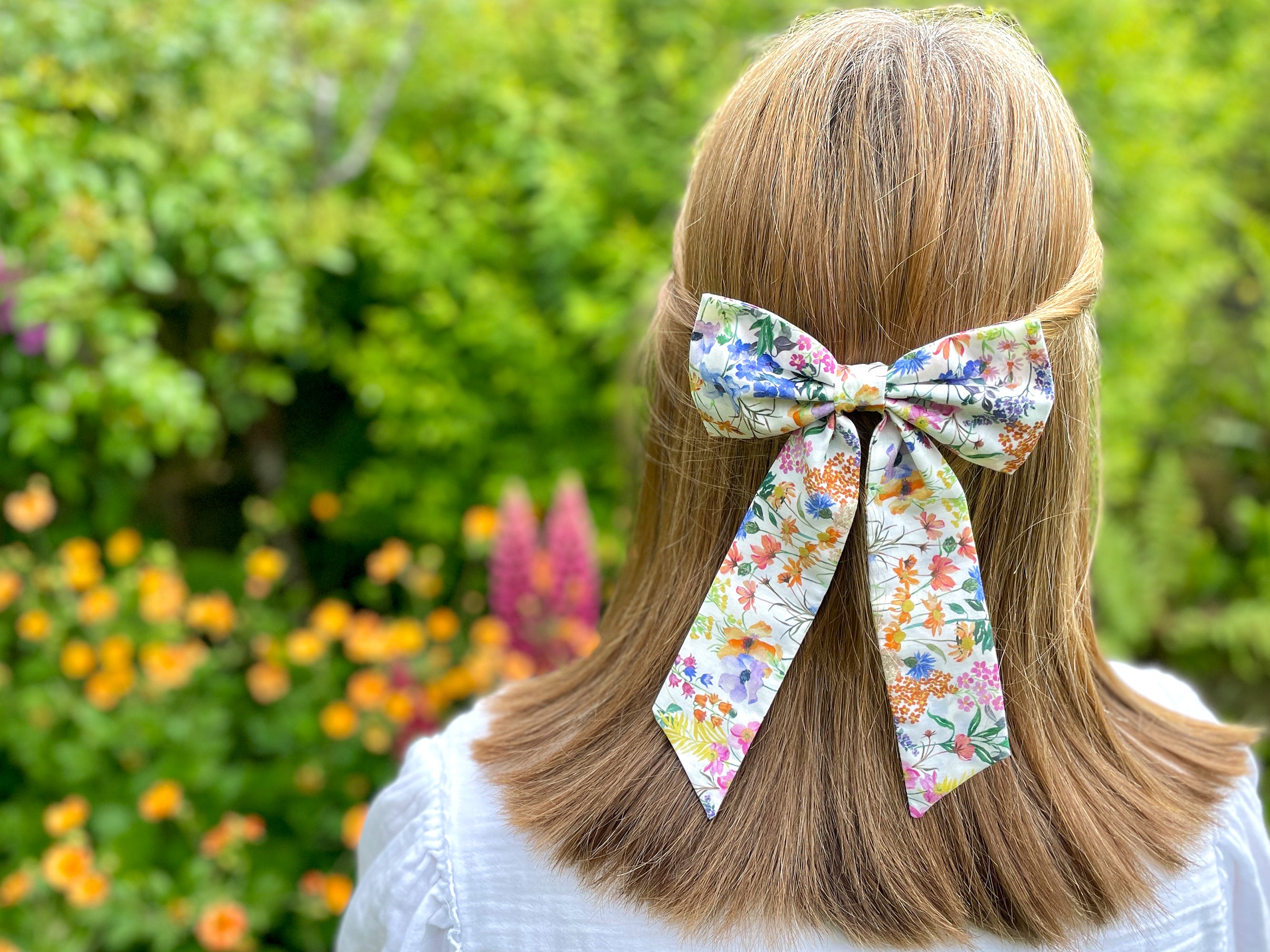 Large Bow Alligator Hair Clip, Liberty London Purley Meadow Print | Holme & Moss