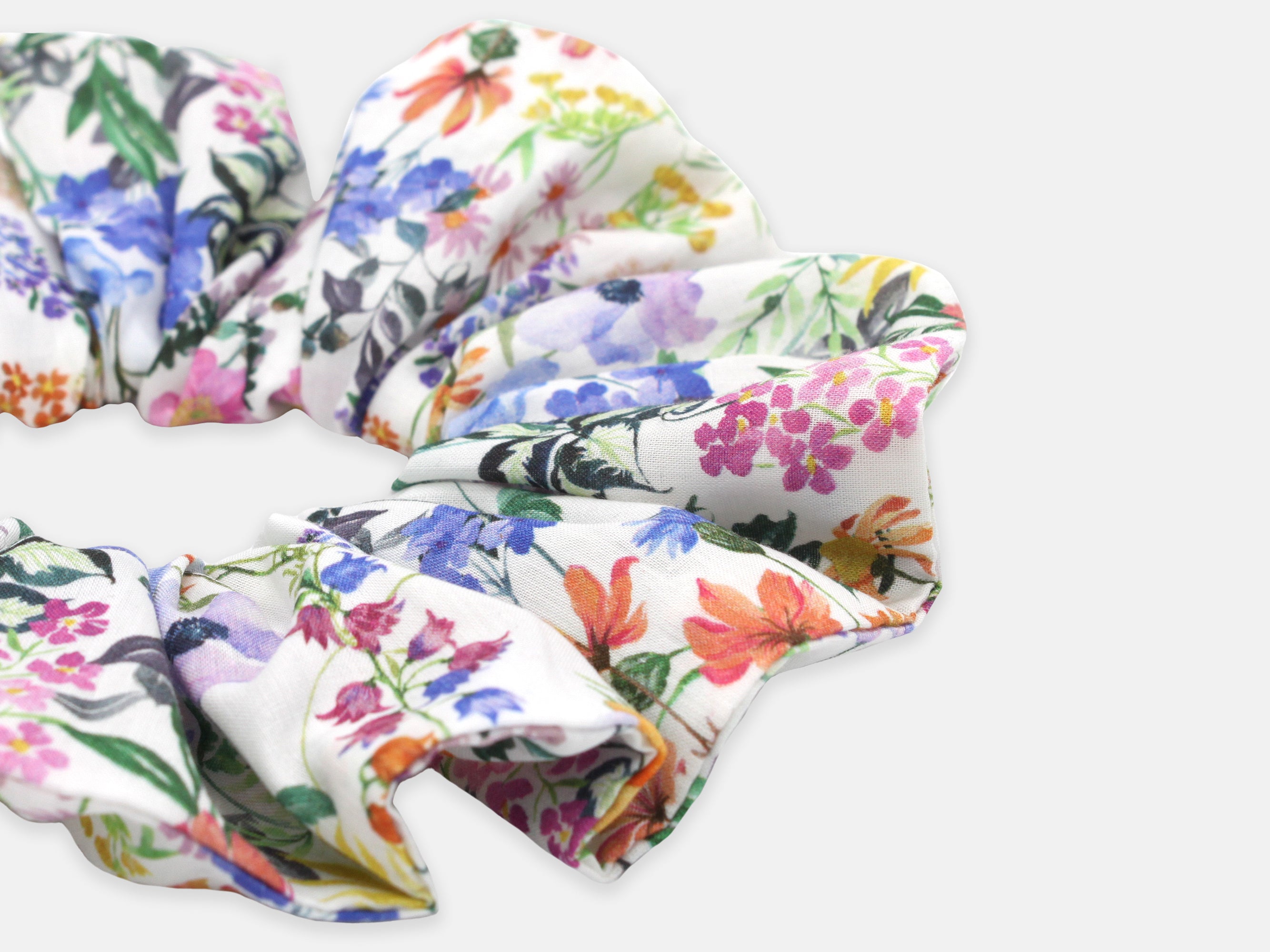 Large Scrunchie Close Up - Liberty London Purley Meadow Print | Holme & Moss