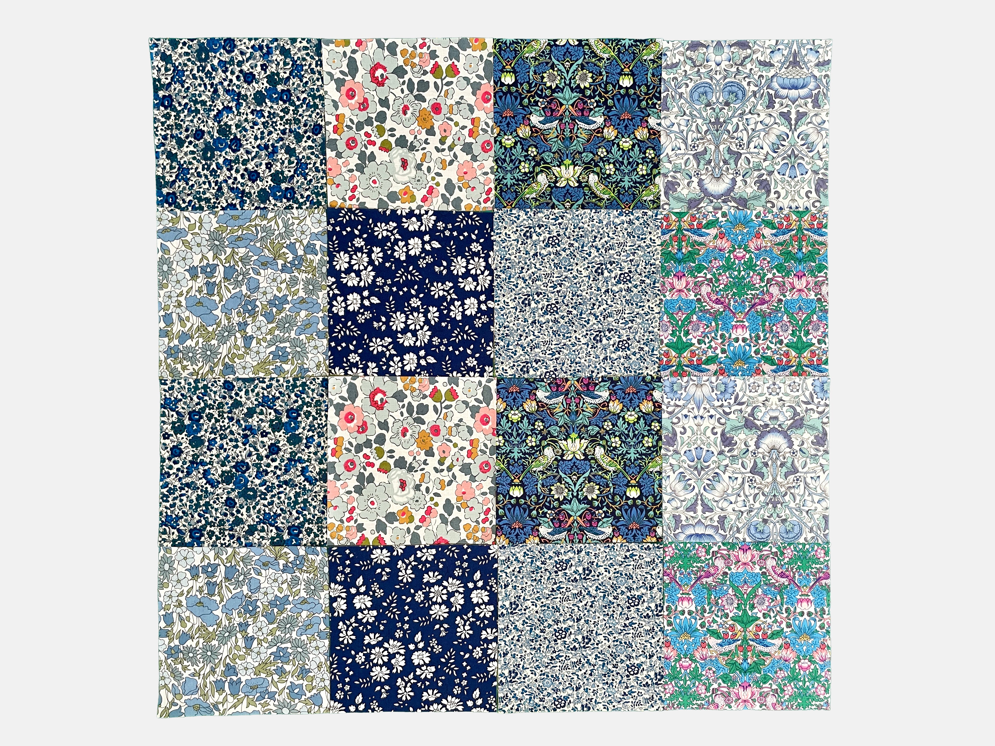 Liberty Fabrics Tana Lawn™ Cotton 5" Blue Charm Squares, Pack of 16 - Holme & Moss