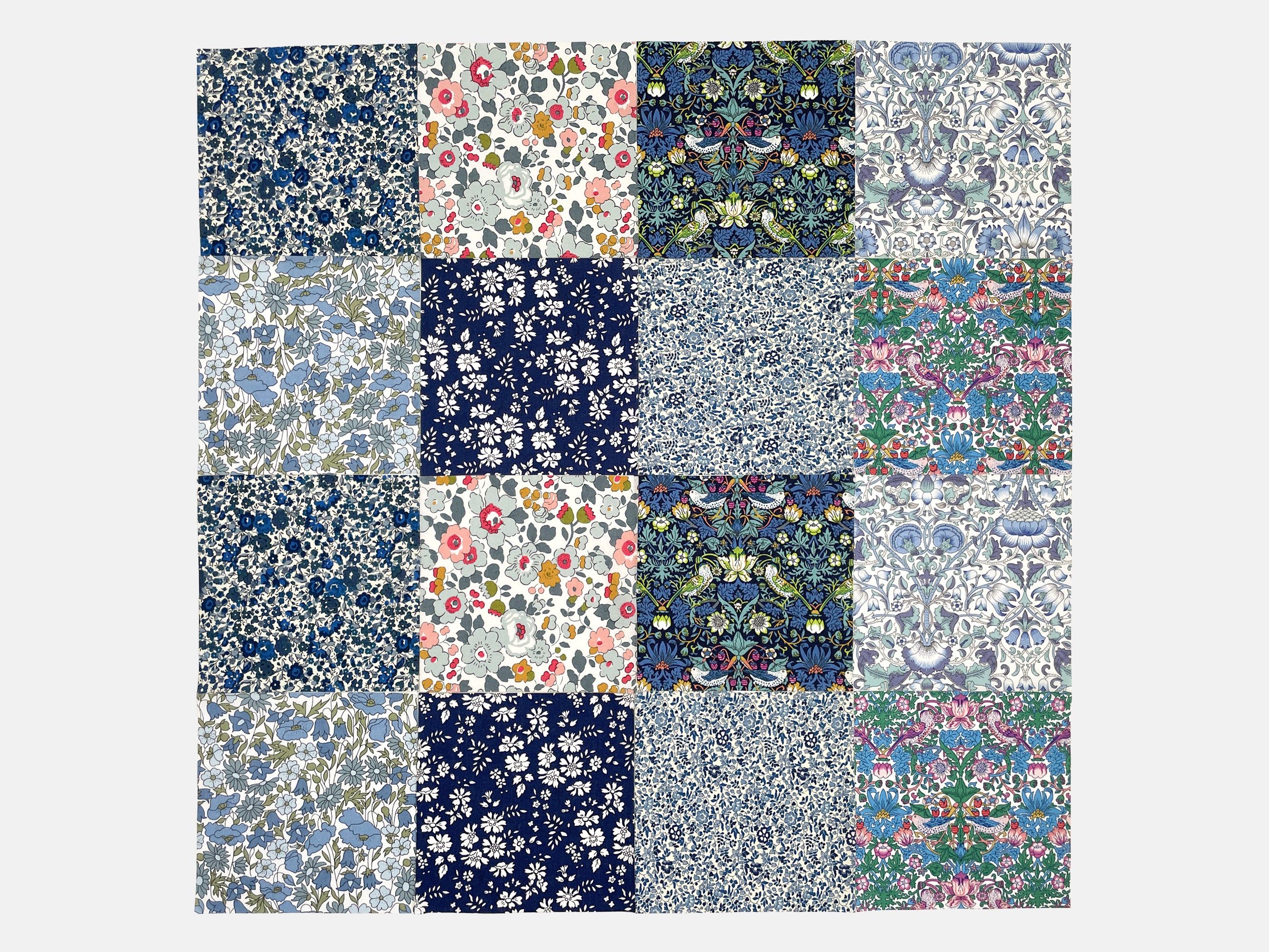 Liberty Fabrics Tana Lawn™ Cotton 5" Blue Charm Squares, Pack of 16 - Holme & Moss