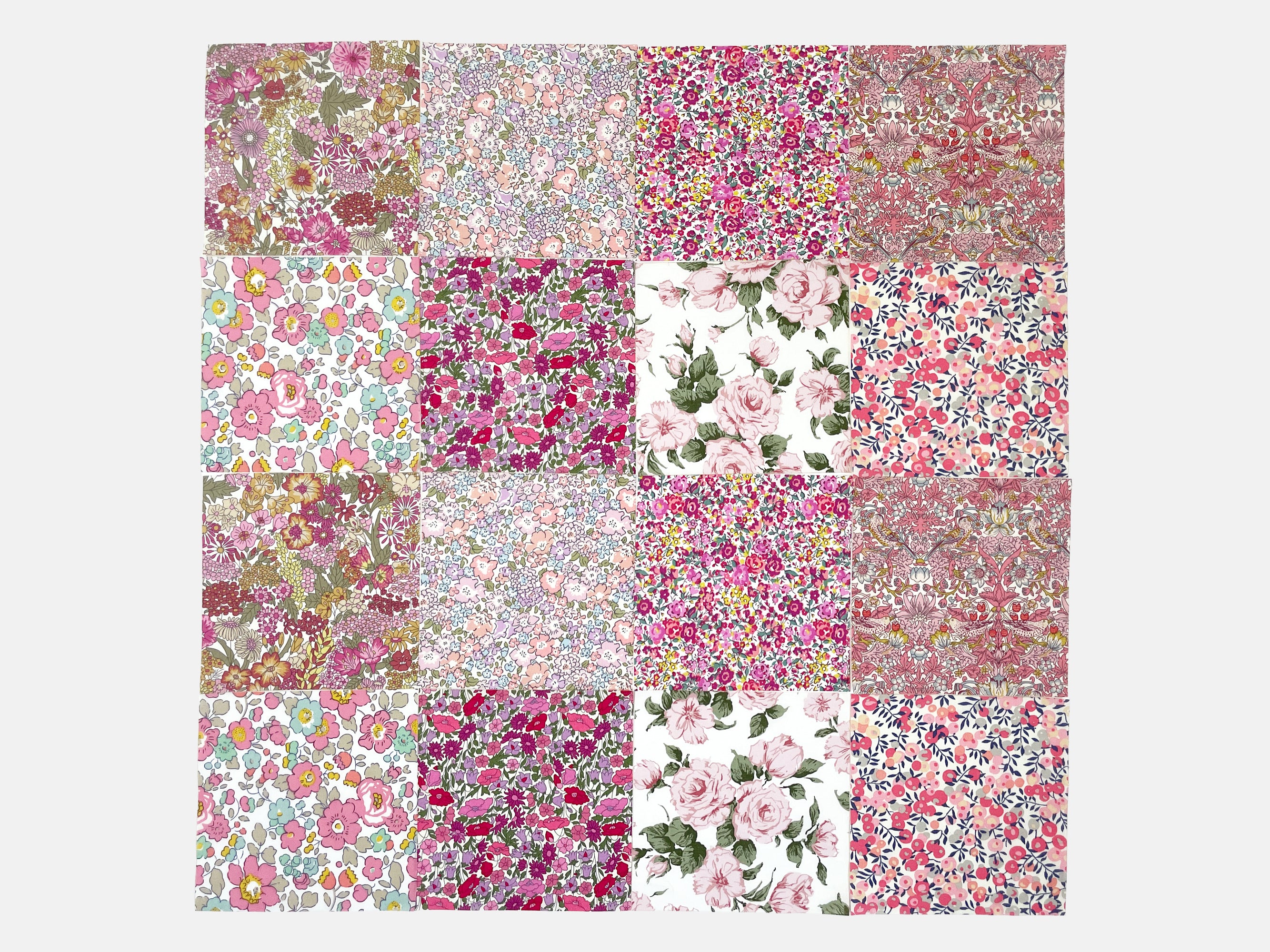 Liberty Fabrics Tana Lawn™ Cotton 5" Pink Charm Squares, Pack of 16 | Holme & Moss