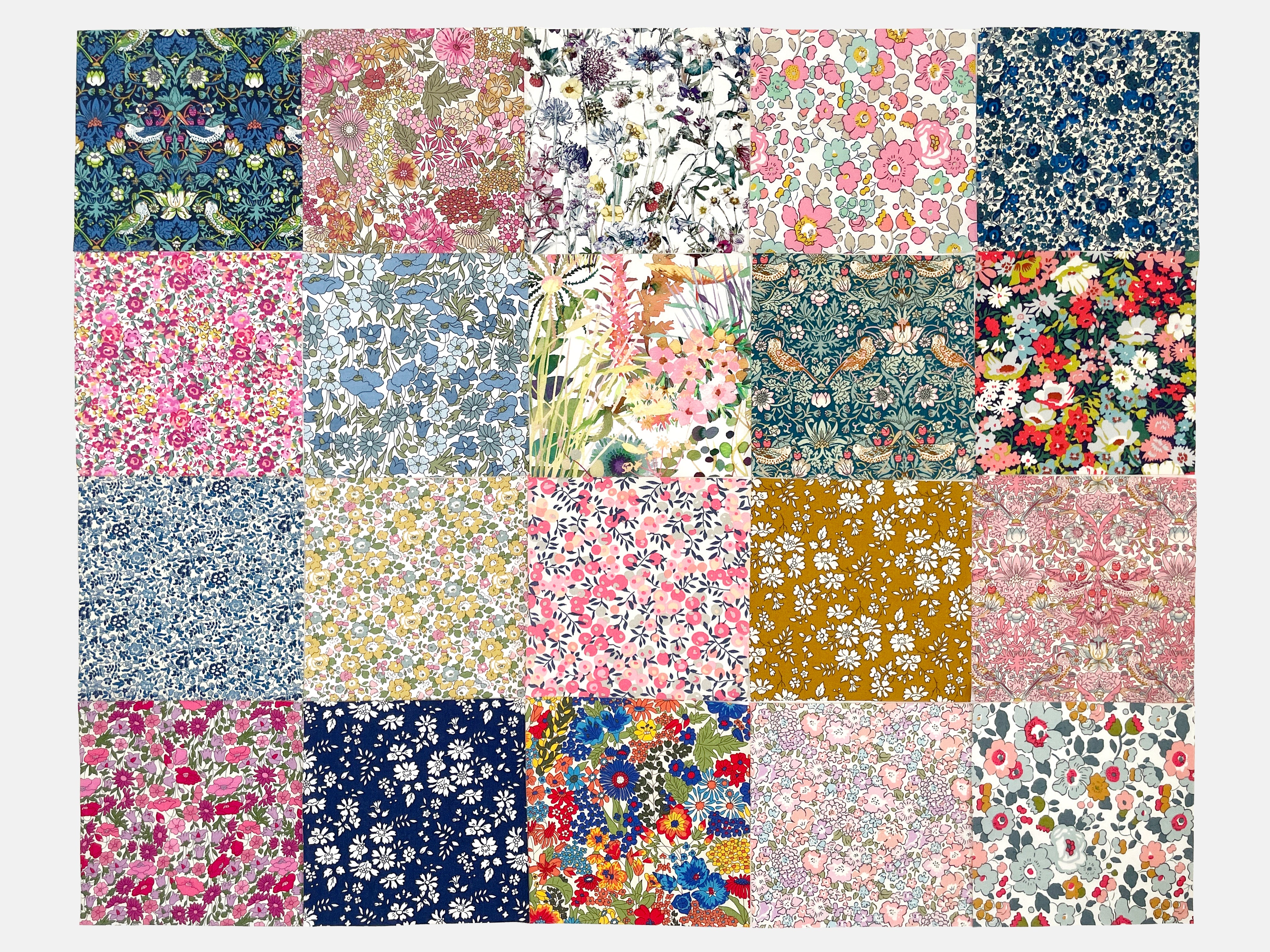 Liberty Fabrics Tana Lawn™ Cotton 5" Pink Charm Squares, Pack of 20 | Holme & Moss