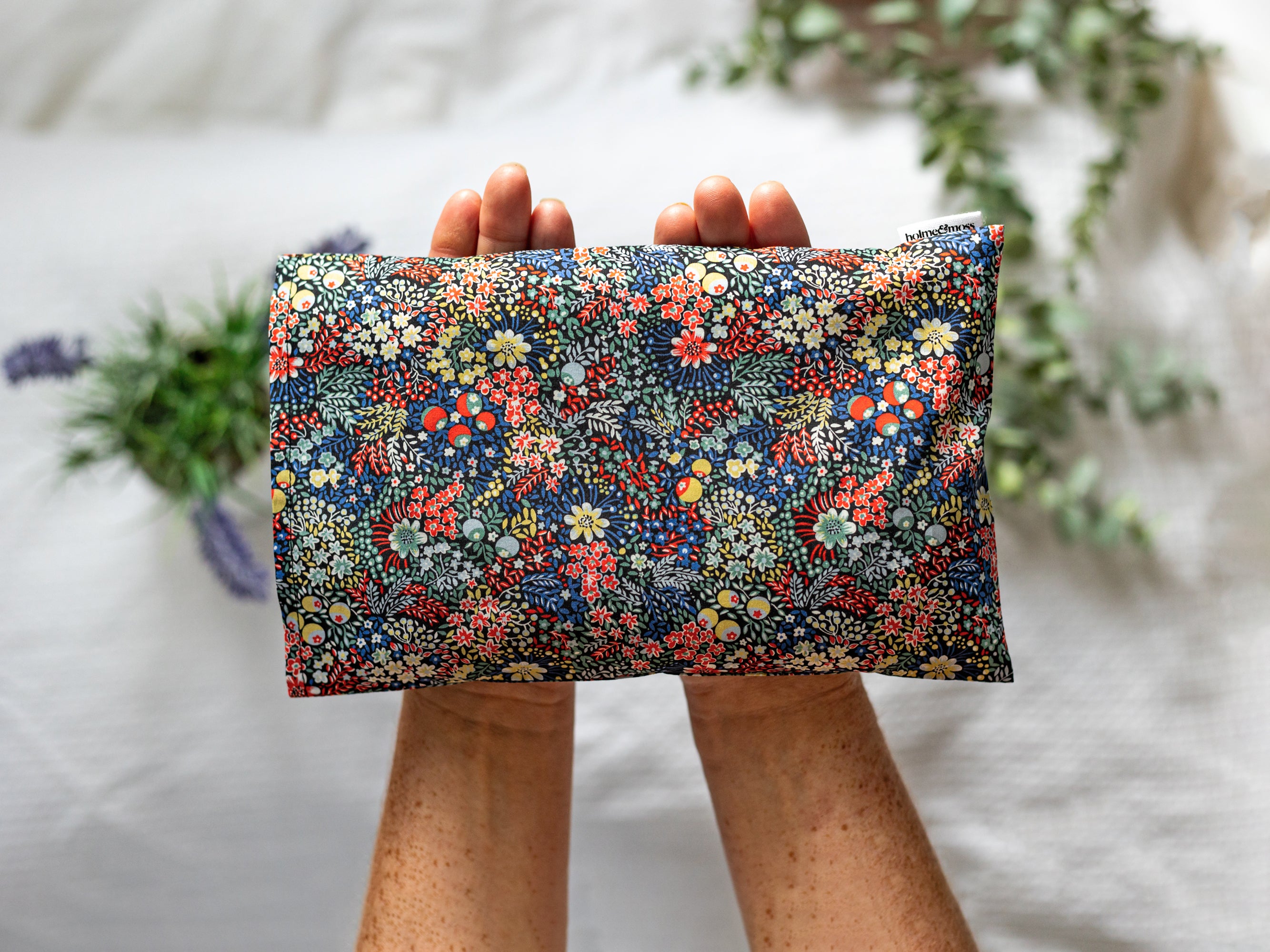 Lavender and Chamomile Scented Eye Pillow - Liberty Elderberry A Print | Holme & Moss