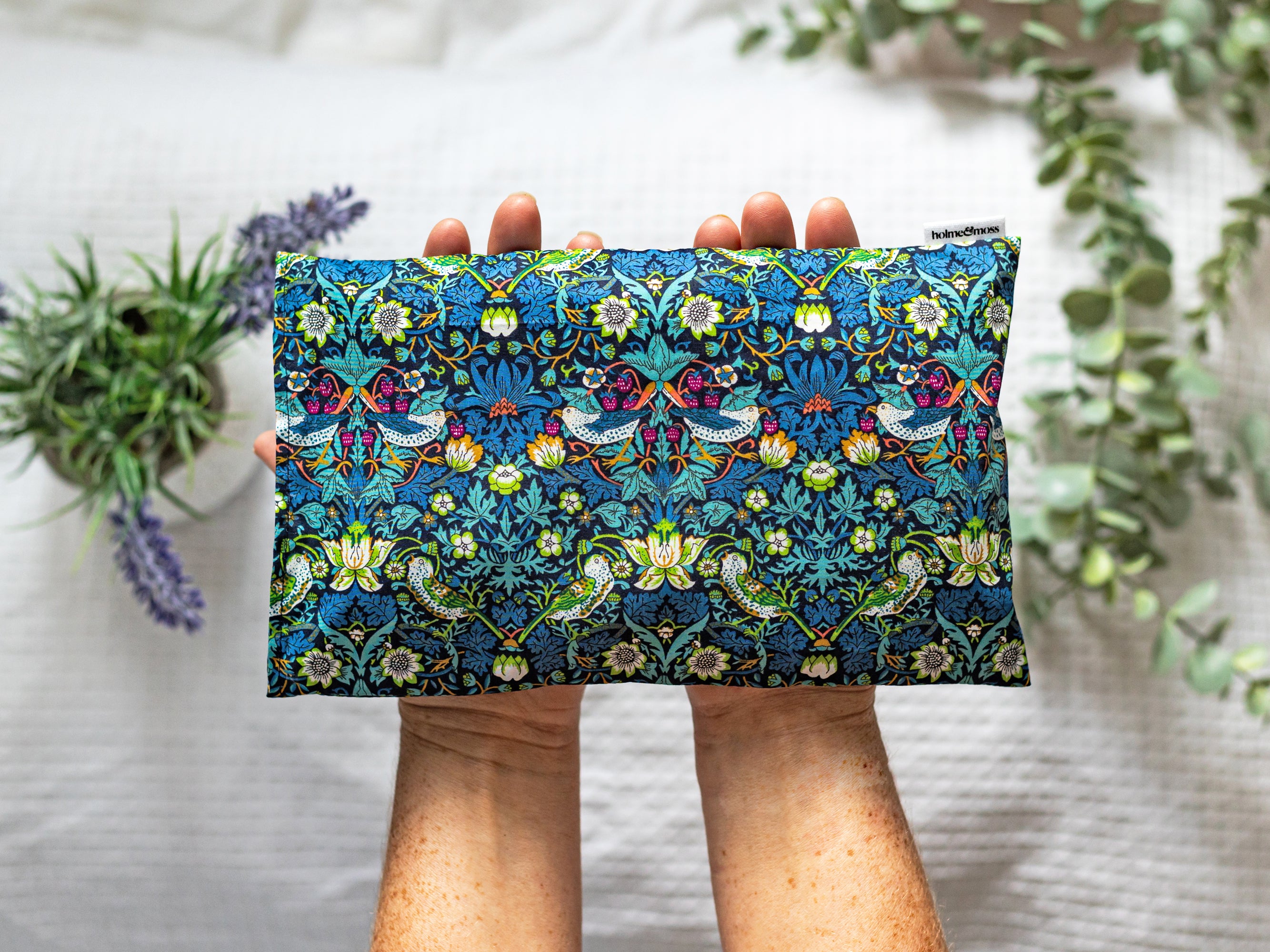 Lavender and Chamomile Scented Eye Pillow - Liberty Strawberry Thief J Print | Holme & Moss