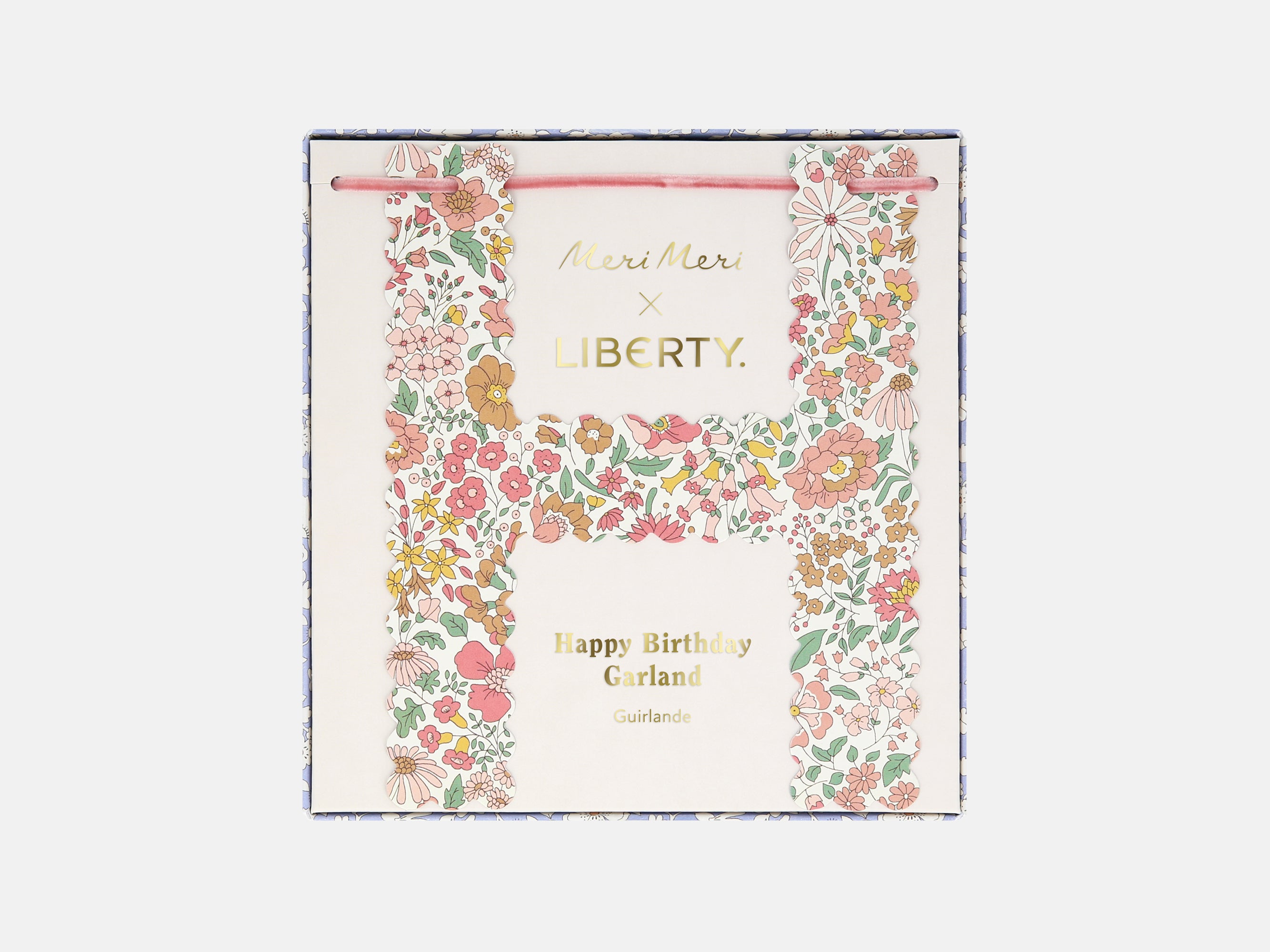 Floral 'Happy Birthday' banner on a white background | Meri Meri x Liberty Happy Birthday Garland | Holme & Moss
