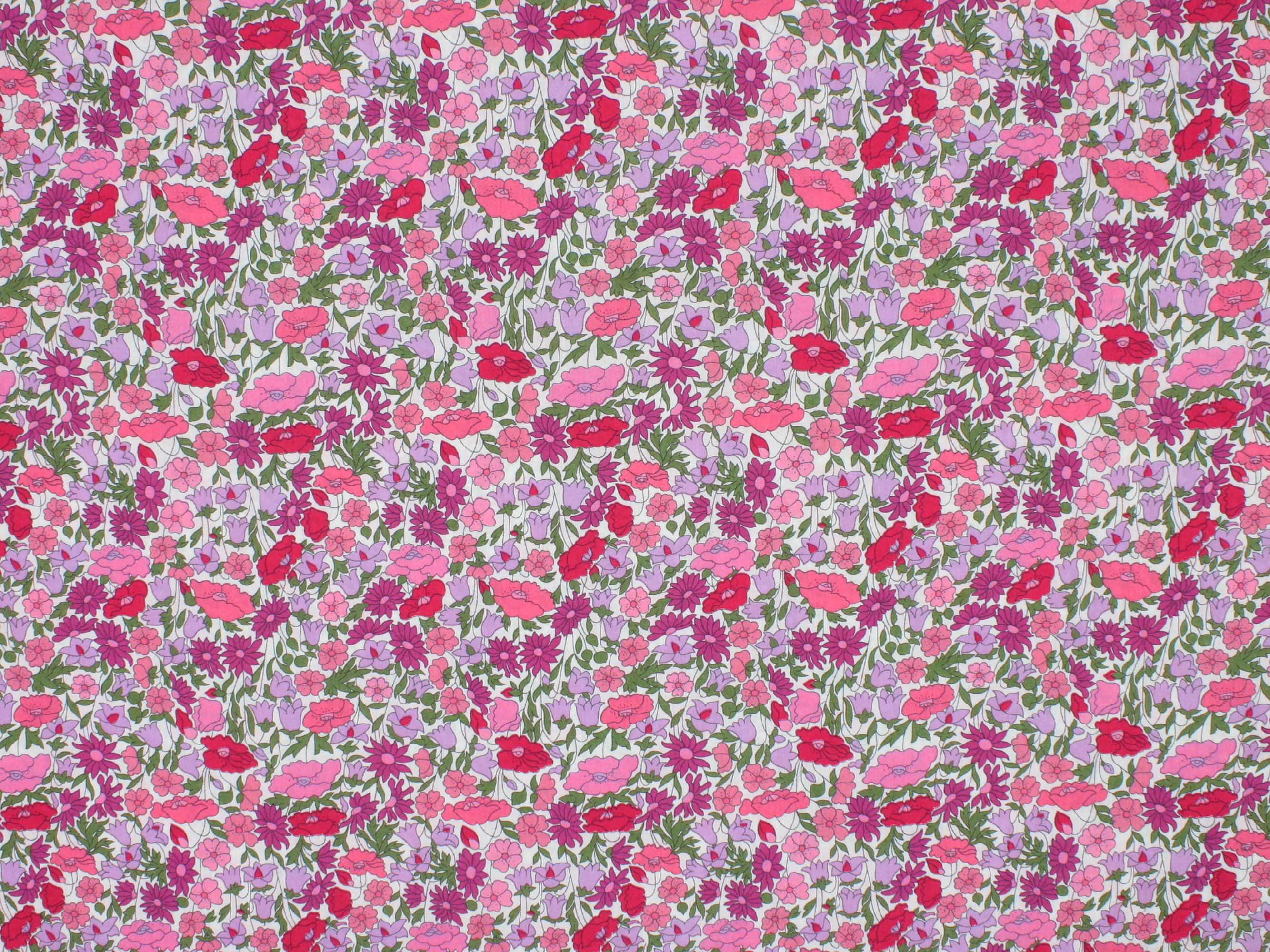 Poppy Forest C Liberty Fabrics Tana Lawn Cotton Print | Pink, Purple and Green Floral Print | Holme & Moss Fabric Shop