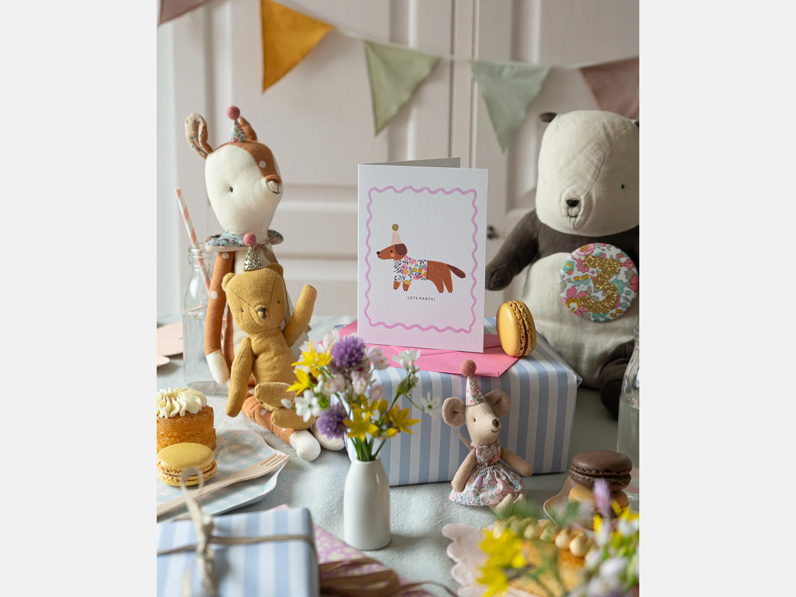 Sausage Dog Birthday Card - Liberty Wiltshire Bud Print | Holme & Moss