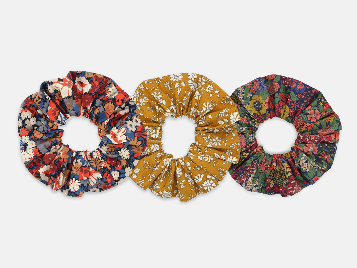 Scrunchie Gift Box - Set of Three, Liberty Fabrics Golden Blooms Collection | Holme & Moss