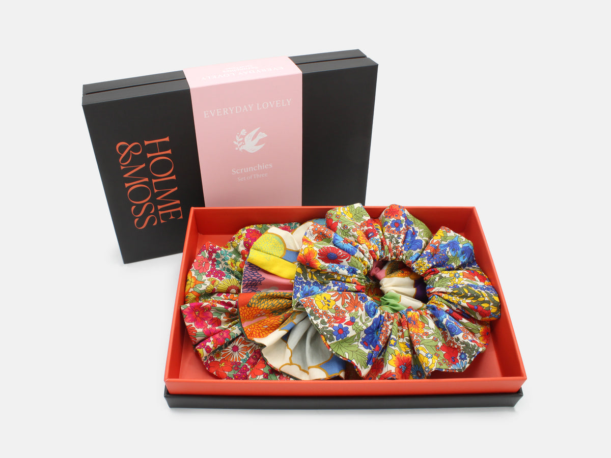 Scrunchie Gift Box - Set of Three, Liberty Fabrics Golden Blooms Collection | Holme & Moss