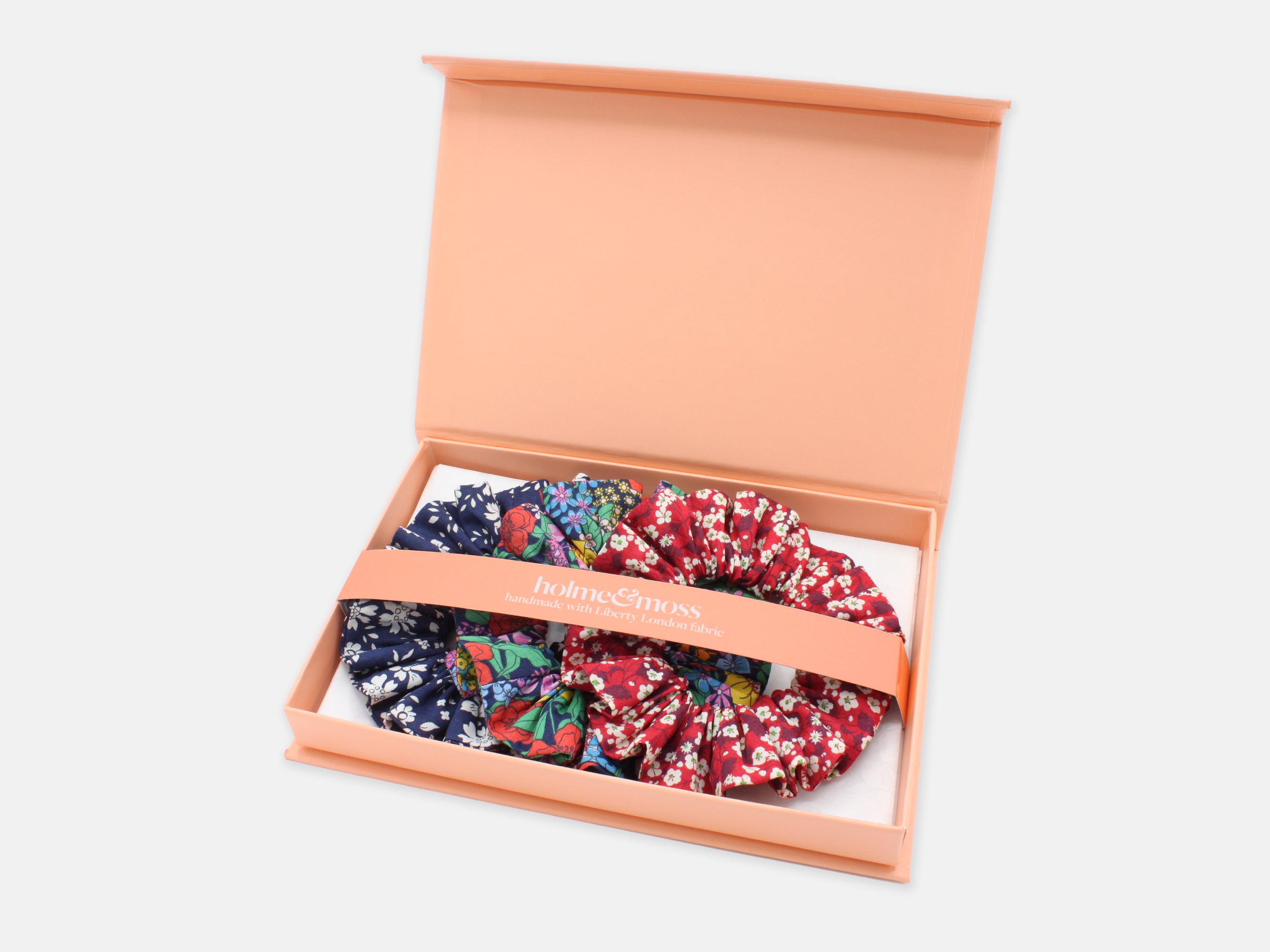 Liberty London Print Scrunchie Gift Box, Set of 3, Summer Brights Collection, Medium | Holme & Moss