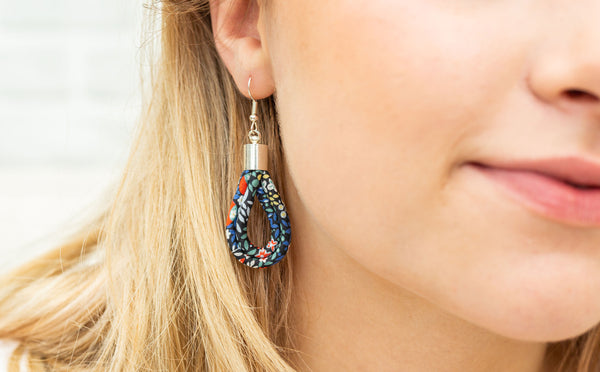 Bunny Bosworth Hoop Drop Earrings - Liberty Elderberry A Print | Holme & Moss