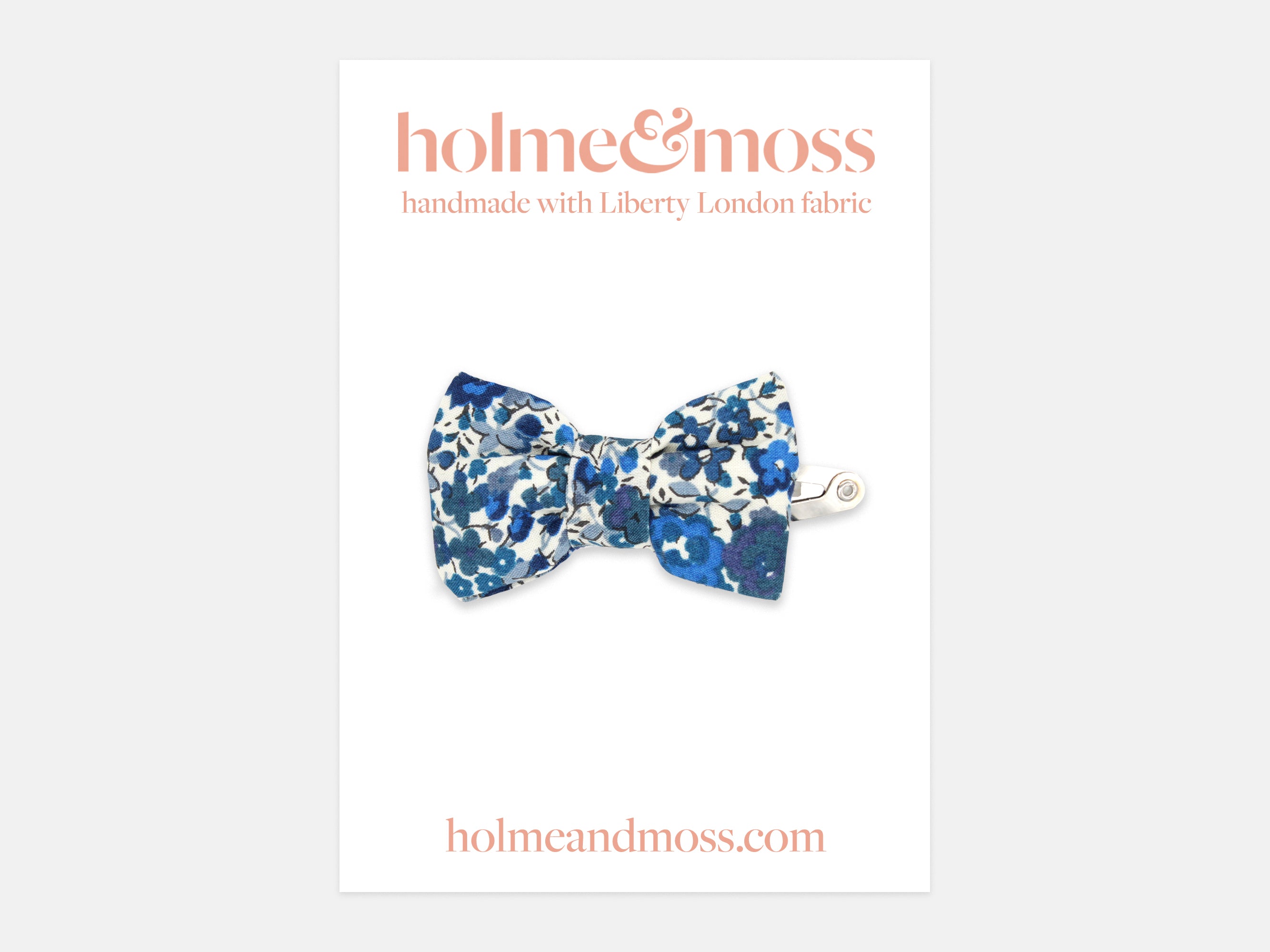 Small Bow Hair Clip - Packaging, Liberty London Emma and Georgina B Print | Holme & Moss